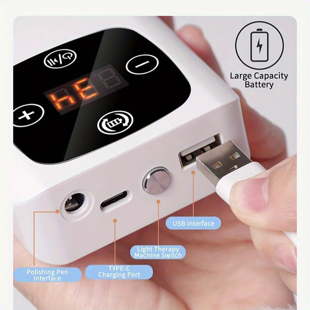 2-In-1 Cordless Nail Drill with Nail Lamp, Professional Rechargeable 45000 RPM Electric Nail File for Acrylic, Gel Nails, Manicure, Pedicure, Salon & Home Use image number 1