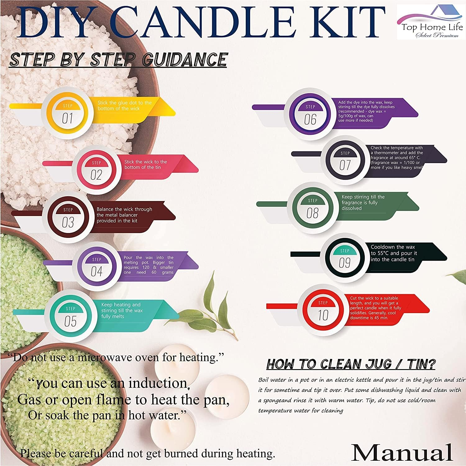 DIY Organicz Scented Candle Making Kit for Beginners to Pro | Luxury 4 Pleasant Scents | Soy Wax Candle Kit | 50 Candle Wicks | 6 Metal Tins | Candle Making Supplies Pouring Pot | Gifts for Women | Home D&eacute;cor Products image number 2