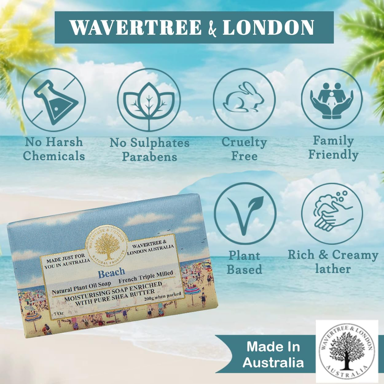 Wavertree and London Beach Soap Bar 200 G image number 3