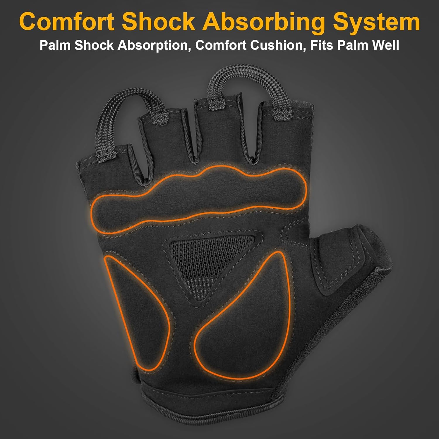 Fingerless Cycling Gloves, Padded Half Finger Cycling Gloves, Anti-Slip Shock-Absorbing Breathable Mountain Bike Gloves for Men Women Outdoor Sports image number 3