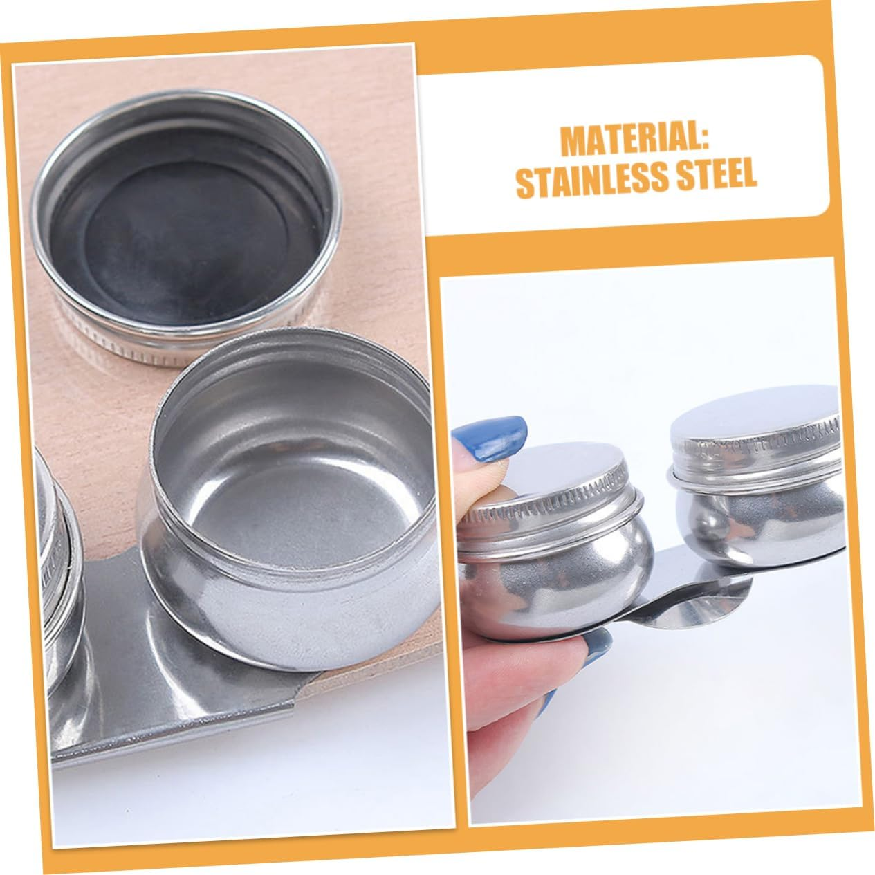 Oil Painting Double Oil Pot Stainless Steel Cups Lid for Artists Students Paint Brush Cleaner Rinse Cup image number 4