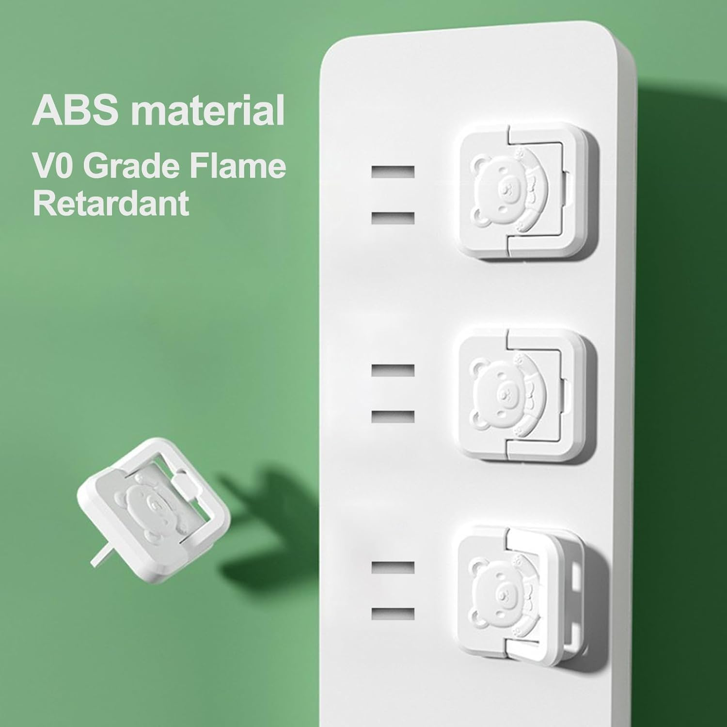 26Pcs Socket Protection Cover, Power Point Cover Child Proof with Hidden Handle, Power Point Cover Waterproof, Dustproof and Electric Shock-Proof (National Standard-Square Bear 3-Hole-White *26) image number 4