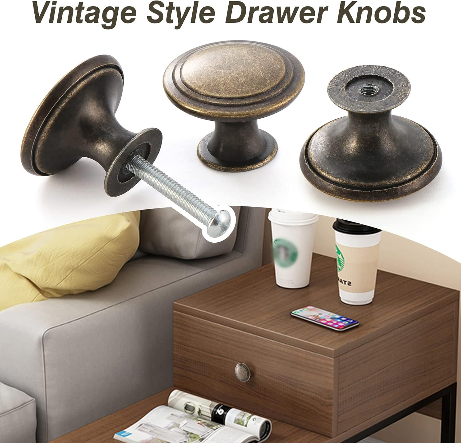 Tsunnee 24 Pack Vintage Chic Antique Style round 30Mm Cabinet Knobs and Drawers image number 5