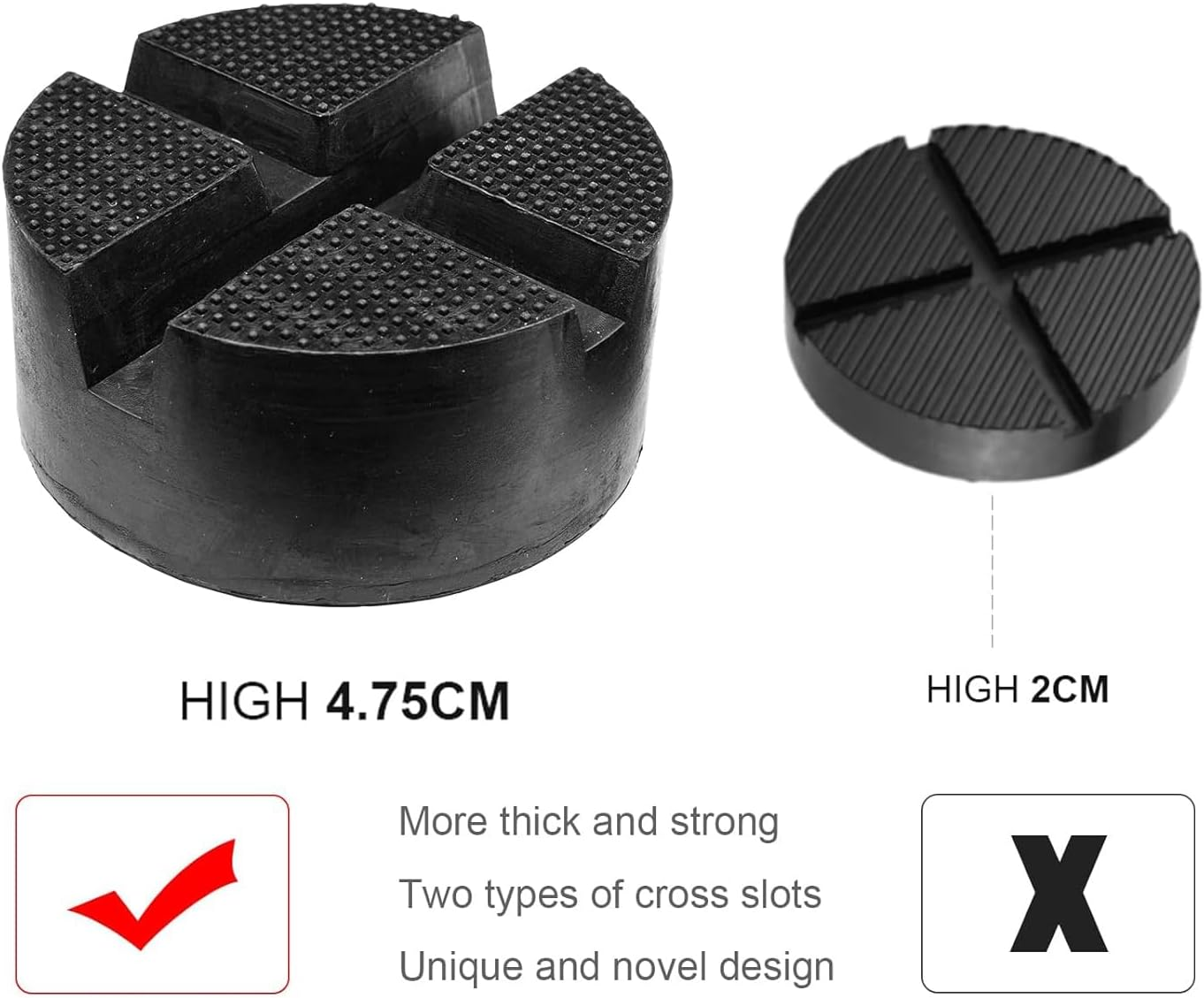 Lyfengdeam DIY Car Universal X-Slot Jack Pad Rubber Frame Rail Adapter Protector Pinch Weld Side Car Lifting anti Slip Design Floor Support 10X4.7Cm Trolley