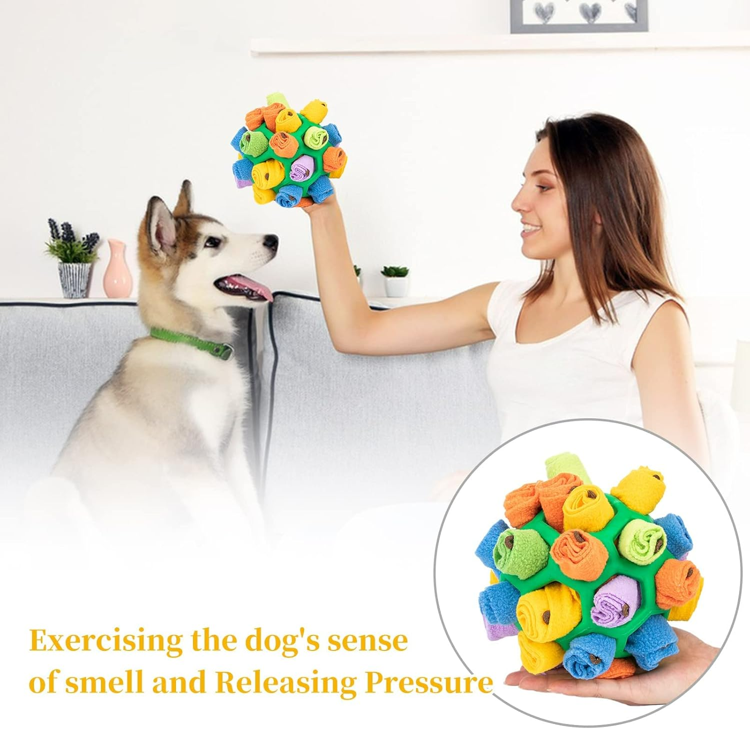 Interactive Dog Puzzle Toys,(Upgraded Version) Portable Pet Snuffle Ball Toy,Encourage Natural Foraging Skills,Slow Feeder Training (Ocean Blue) image number 3