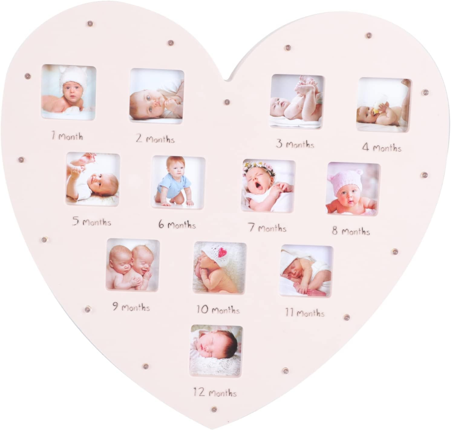 LIFKOME Growth Record Photo Frame Picture Frame for Nursery Decor for Tracking First Year Milestones Light image number 4