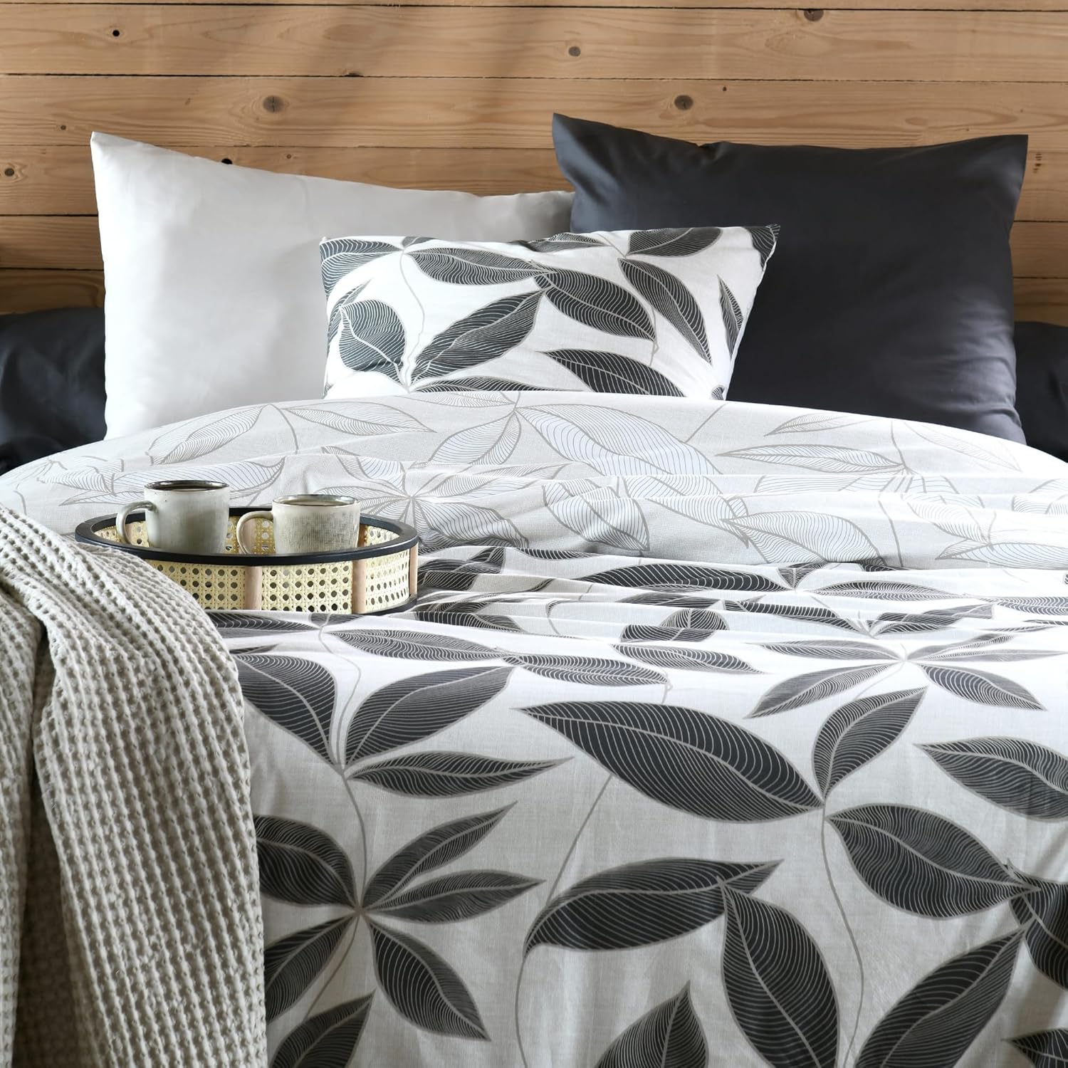 STOF Duvet Cover - Size 260 X 240 Cm - Quality Cotton Percale - 100% Cotton Oeko-Tex - Black - White - Matisse Model - Bed Linen - Double Bed - Modern - Zen image number 2
