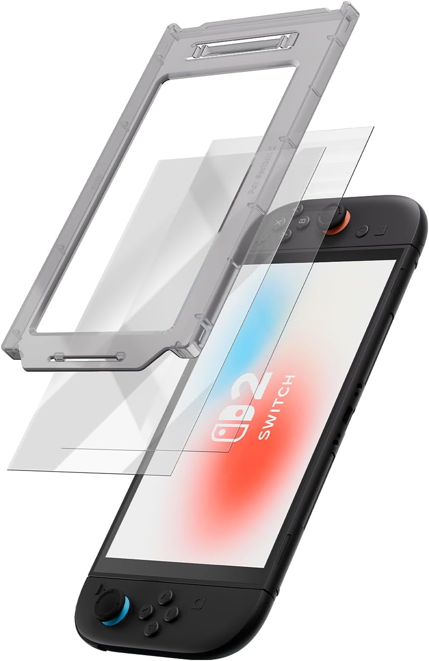 Geekshare Anti-Glare Tempered Glass Screen Protector for Switch 2(2025) AR Coating HD Clear Anti-Reflective, 9H Hardness, Bubble-Free, Ultra-Thin, Scratch Resistant - 2 Pack