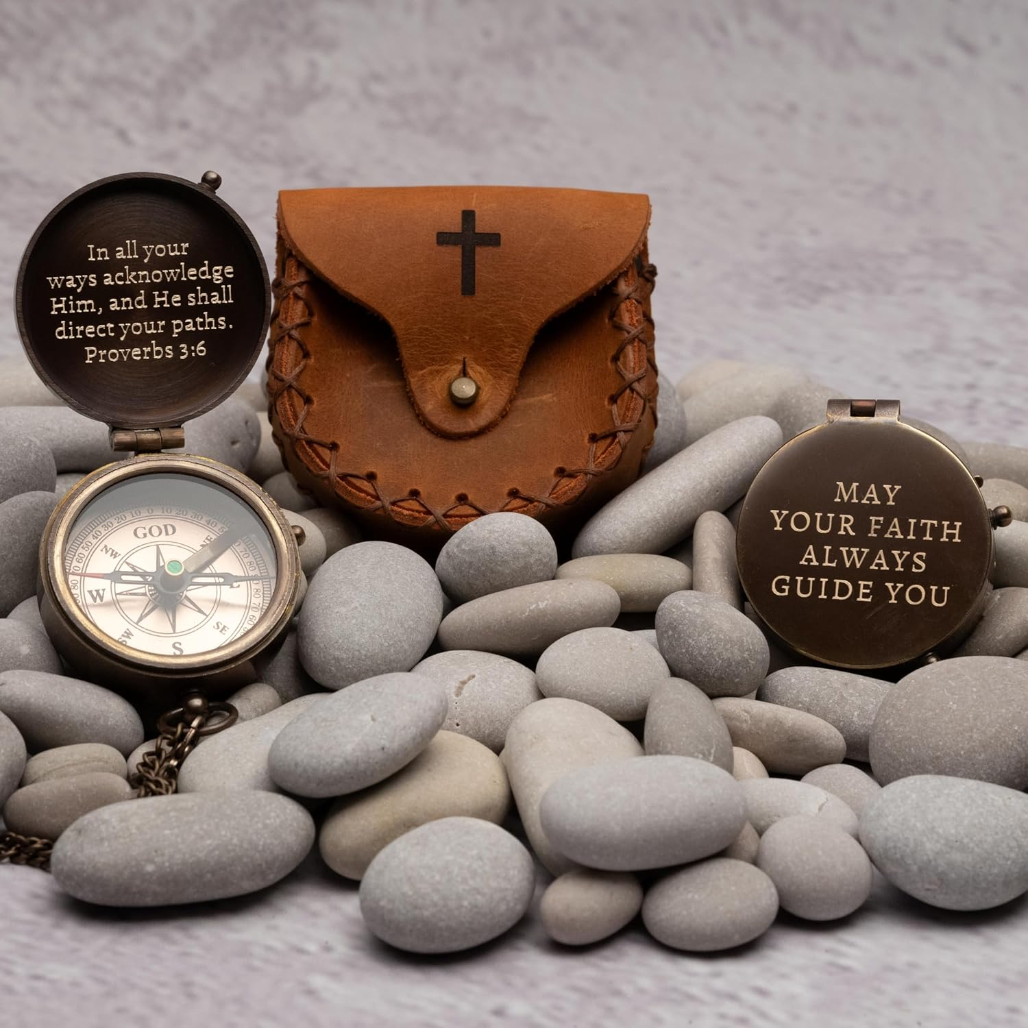 Sfdizayn Baptism Gifts for Boys - Engraved Working Handmade Compass with Scripture - Religious, Christian, Catholic, Christening, First Communion, Confirmation Gifts for Teenage Boys and Men image number 3