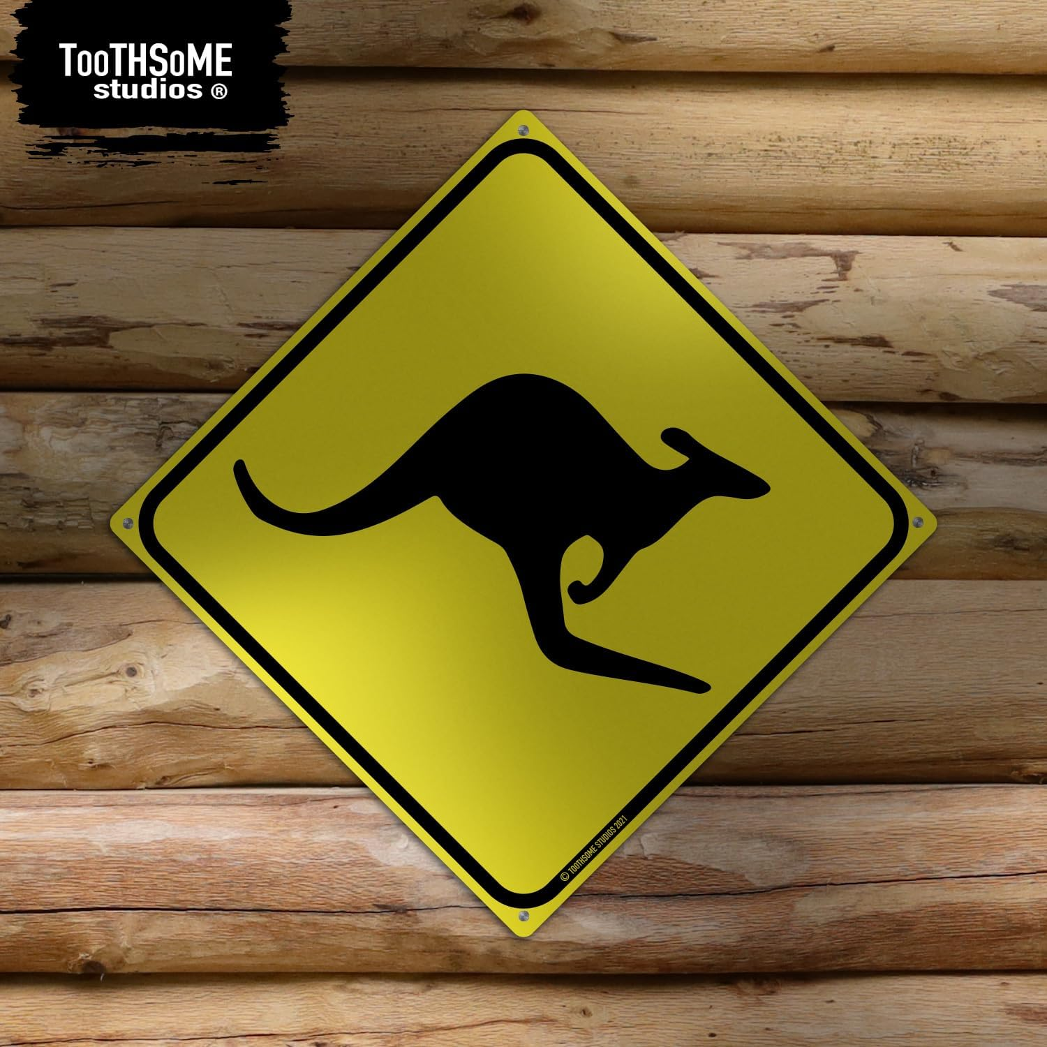 Kangaroo Crossing 12" X 12" Tin Road Sign Xing Australian Outback Theme Plaque Home Decor image number 4