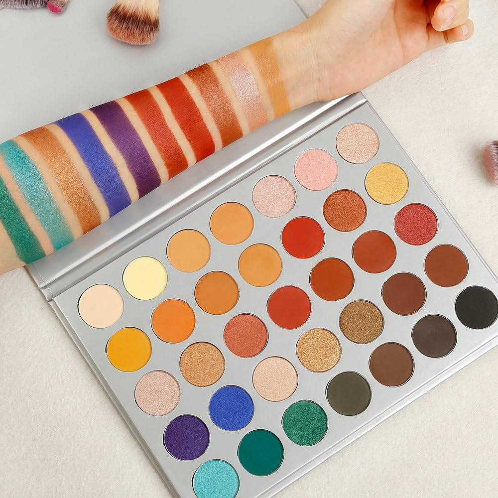 Valuemakers Eyeshadow Palette Matt Colourful, Eyeshadow Palette Cream Highly Pigmented Palettes Eyeshadow Green Red Gold Pink Nude Tones Yellow Blue Vegan Shimmer Eyeshadow Palette 35 Colours Set image number 4
