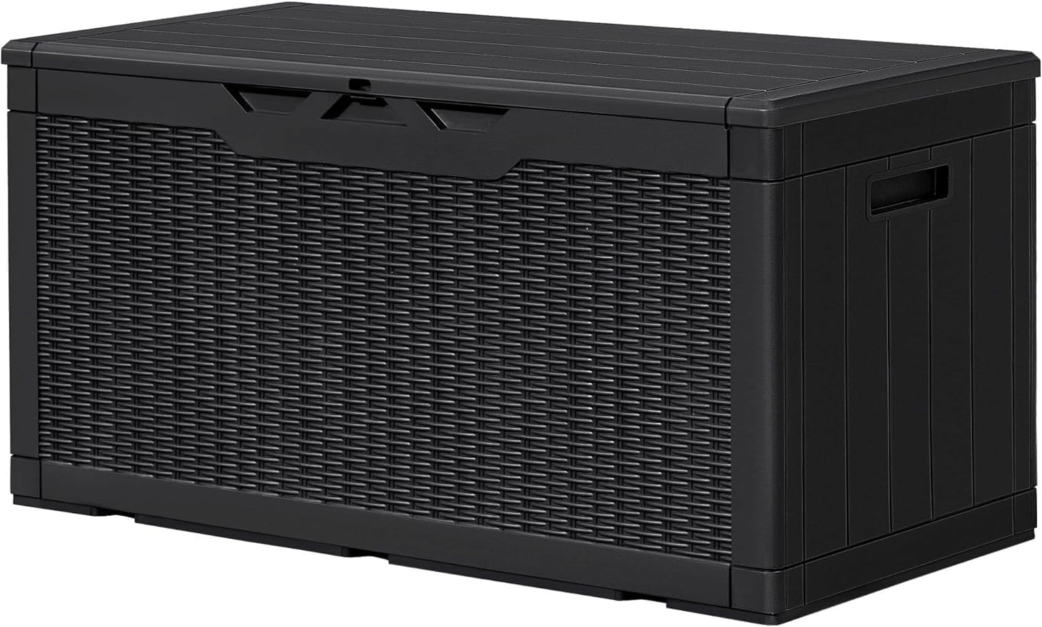 378L Waterproof Resin Storage Box Large Lockable Deck Box for Outdoor Cushions & Garden Tools, Patio Furniture Container, Bench Seating (Black)