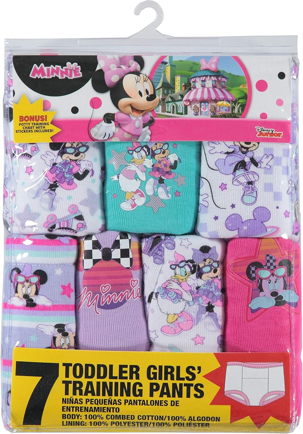 Disney Girls Minnie Mouse Pants 3-Pk, 10-Pk Sizes 18M, 2T, 3T & 4T Baby and Toddler Potty Training Underwear, Minnie Assorted, 18 Months US image number 3