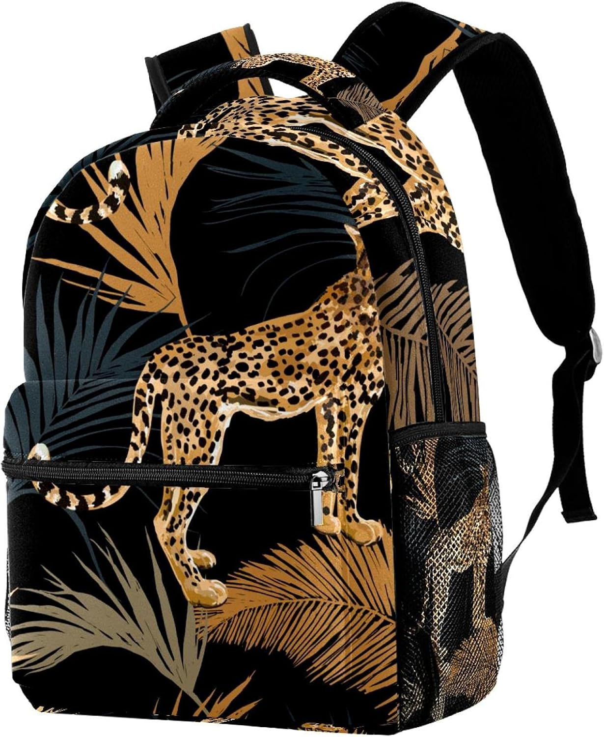 Tropical Ocean Background with Leopard Backpack Students Shoulder Bags Travel Bag College School Tote Backpacks image number 2