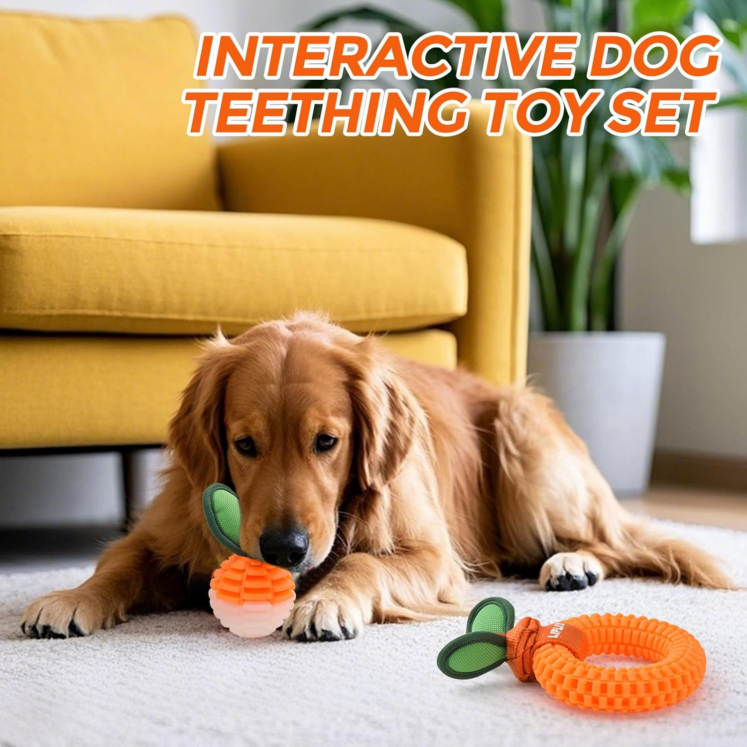 2 Pack Durable Dog Teeth Cleaning Toys, Bite and Brush Dog Toys for Puppy Teething, TPU Dental Chew Toys for Small and Medium Breeds image number 2
