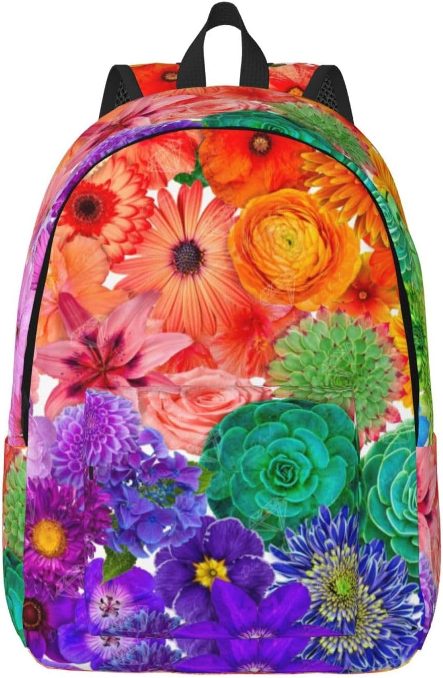 Casual Backpack,School Backpack Waterproof Casual Backpack Cute Laptop Backpack Travel Daypack,Rainbow Colored Striped Print image number 6