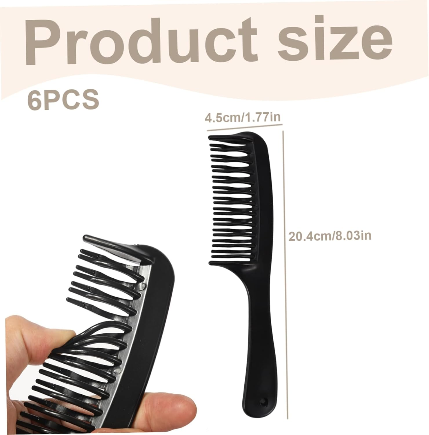 Detangler Comb, 6Pcs Detangling Comb, Double Tooth Detangler, 8 X 2 Inch Plastic Detangle, for Women Men, Portable for Hairstyling, Home, Salon image number 3