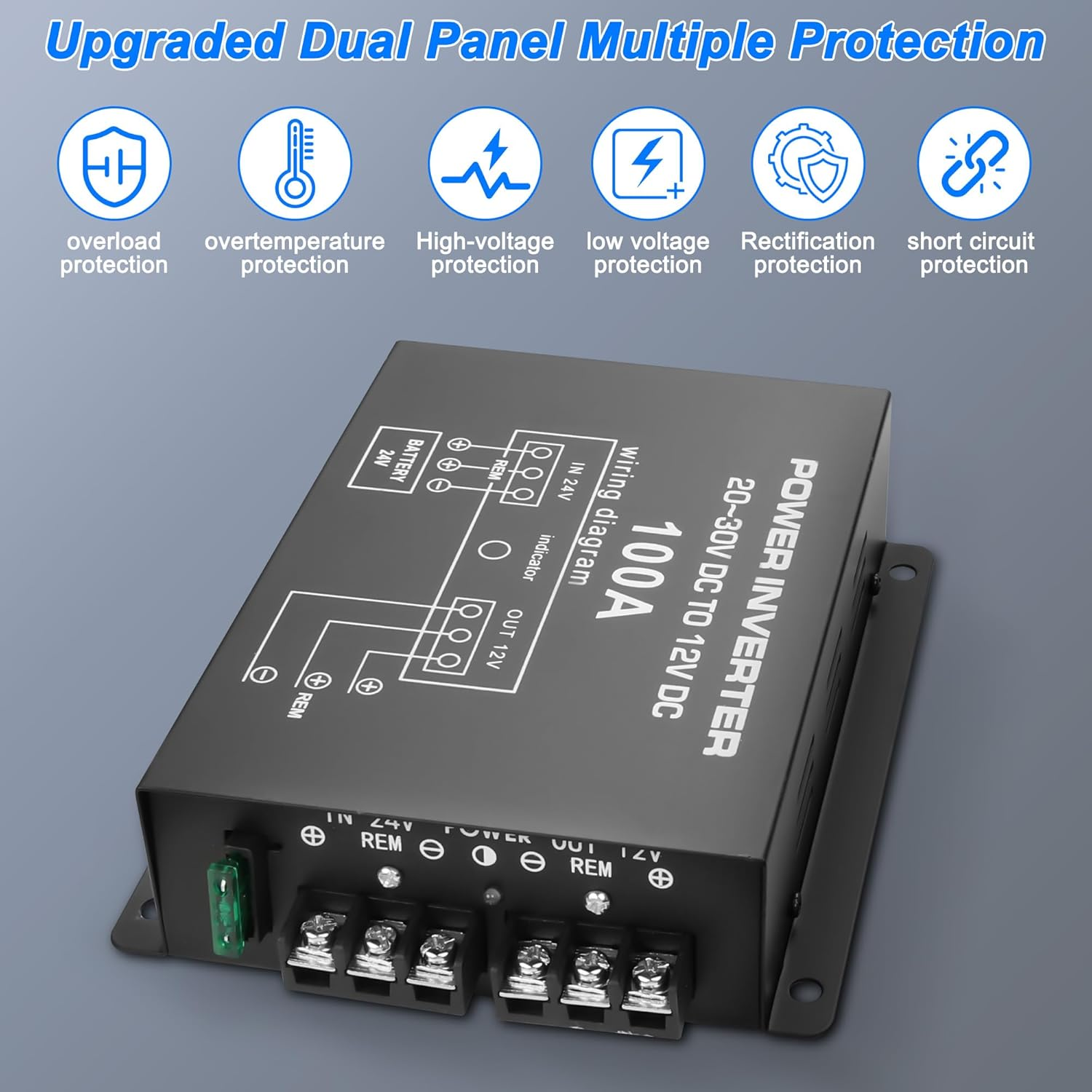 XMSJSIY 24V to 12V Step-Down Voltage Converter 100A 1200W Buck Module Adapter 20-30V to 12V Regulator Reducer Car Power Supply for Truck Vehicle - 1 Pcs image number 4