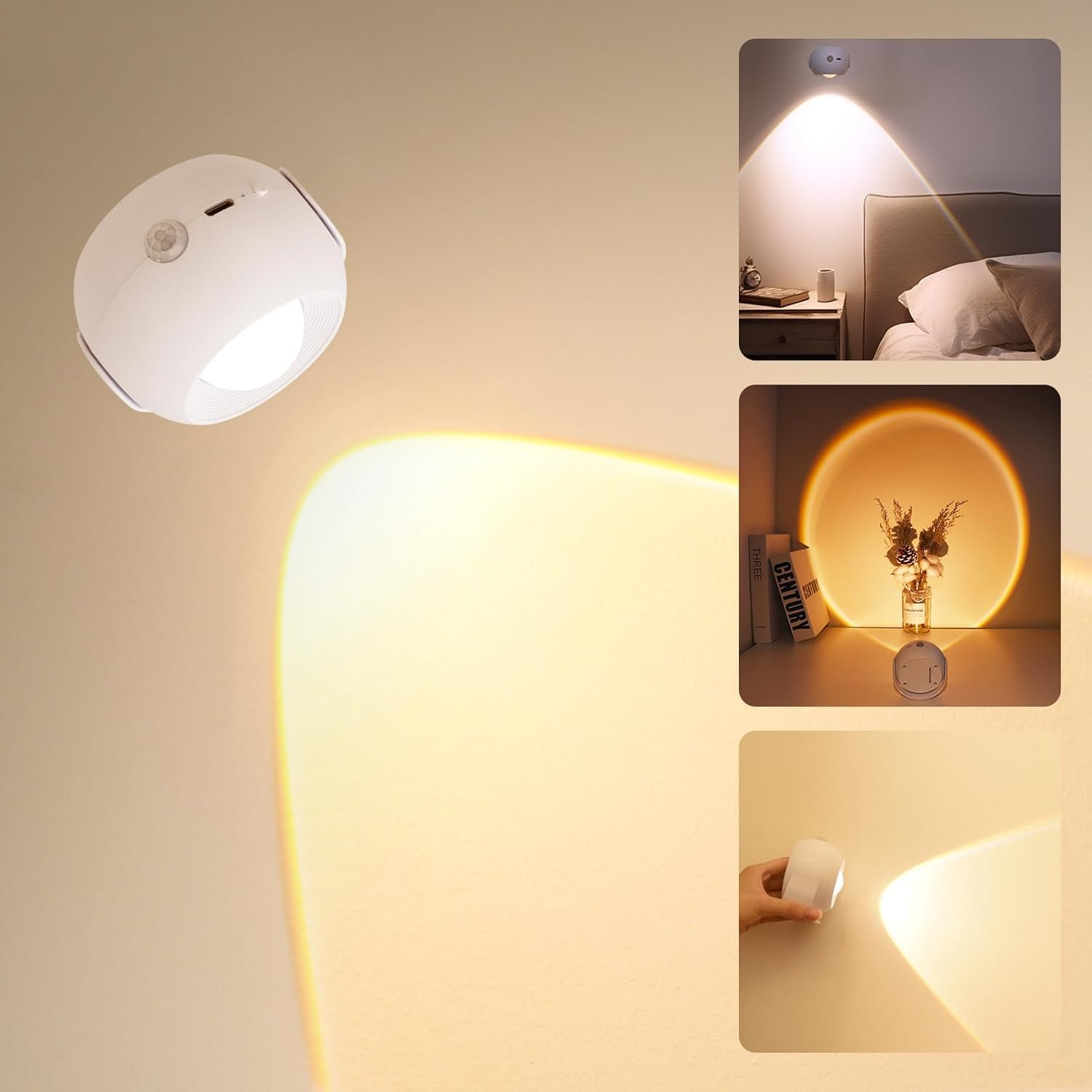 Wall Sconce Spotlights Indoor with Motion Sensor Light Display Lights Rechargeable 1200Mah Wireless Wall Lighting for Pictures Art Deco Bedroom Staircase Hallway Wall Mount Night Light image number 5
