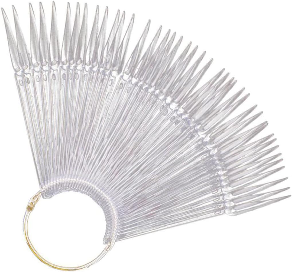 CTIRCHIU 100Pcs Transparent Nail Color Plates Fan Shaped Display for Nail Art Practice Smooth Surface Convenient Carry Design for Manicure Enthusiasts image number 2
