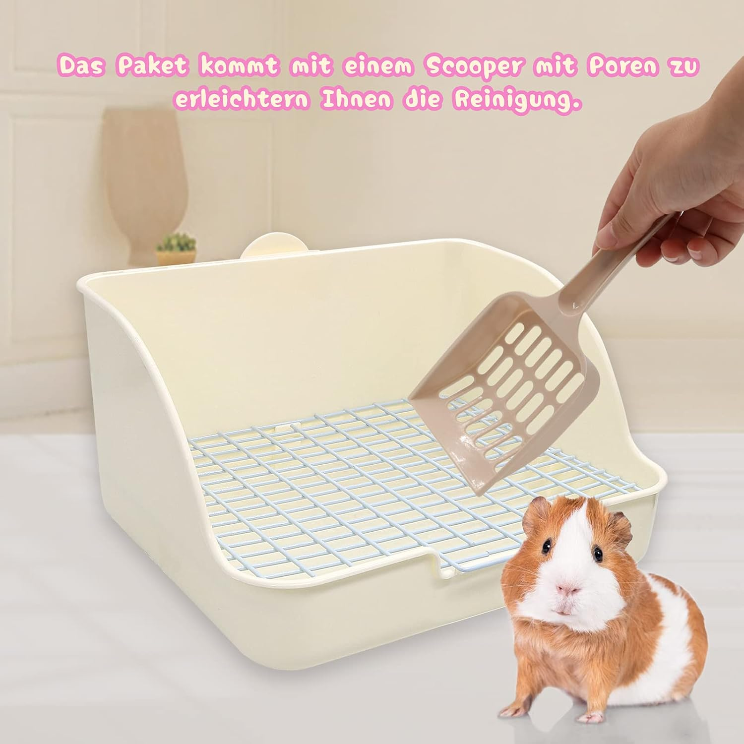 HYLYUN Rabbit Toilet Corner Toilet House Rabbit Cage Cat Litter Tray with Durable Shovel for Small Animals Rabbits Guinea Pigs White image number 2