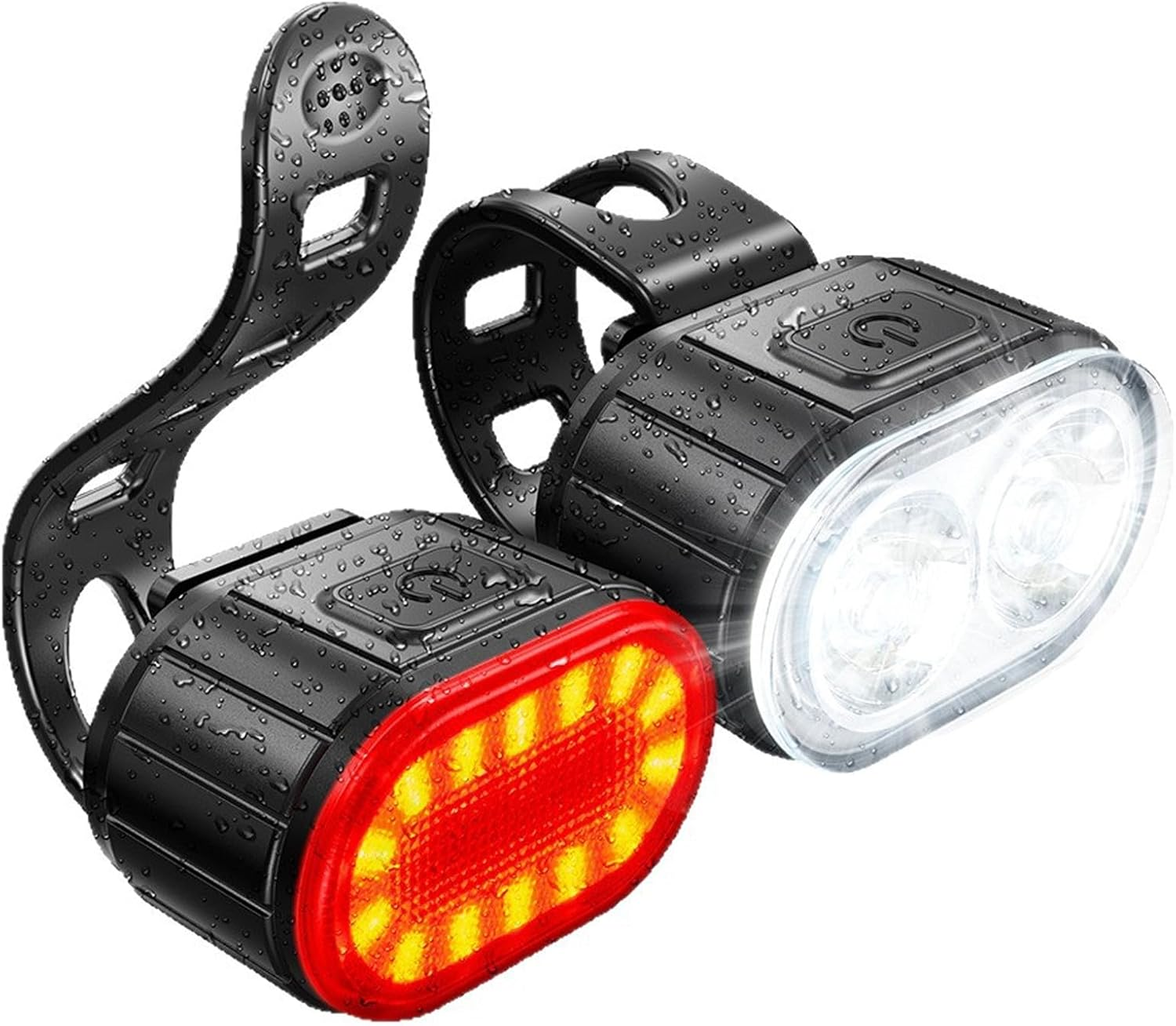 USB Rechargeable Bike Lights Set - 200LM Front & 50LM Rear Safety Lights, Waterproof Type-C Fast Charging for Mtb/Road Bikes (Compact ABS Design) image number 6