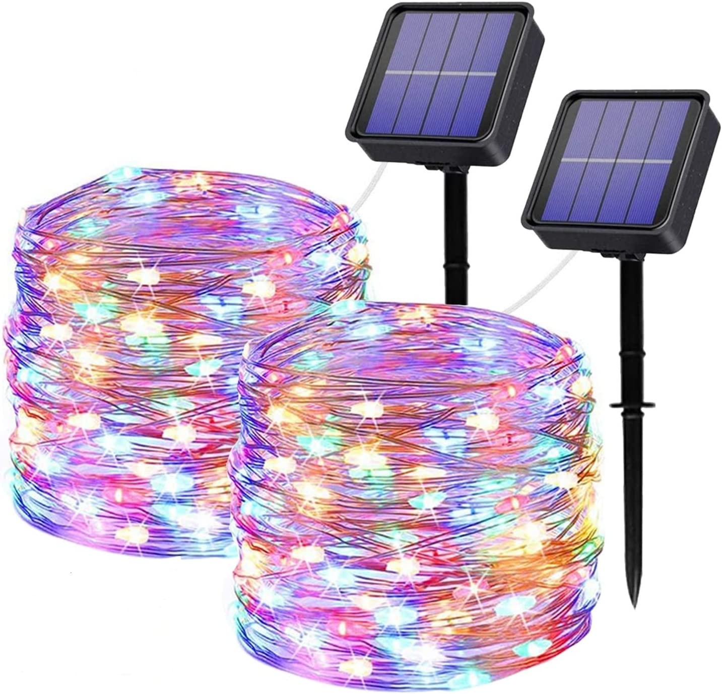 Solar Fairy Lights Outdoor, 2 Pack 120LED Solar Powered Fairy Lights Waterproof 12M/40Ft 8 Modes Indoor/Outdoor Starry Lights Decoration Lighting for Garden, Patio, Yard, Party, Wedding(Multi-Colored) image number 5