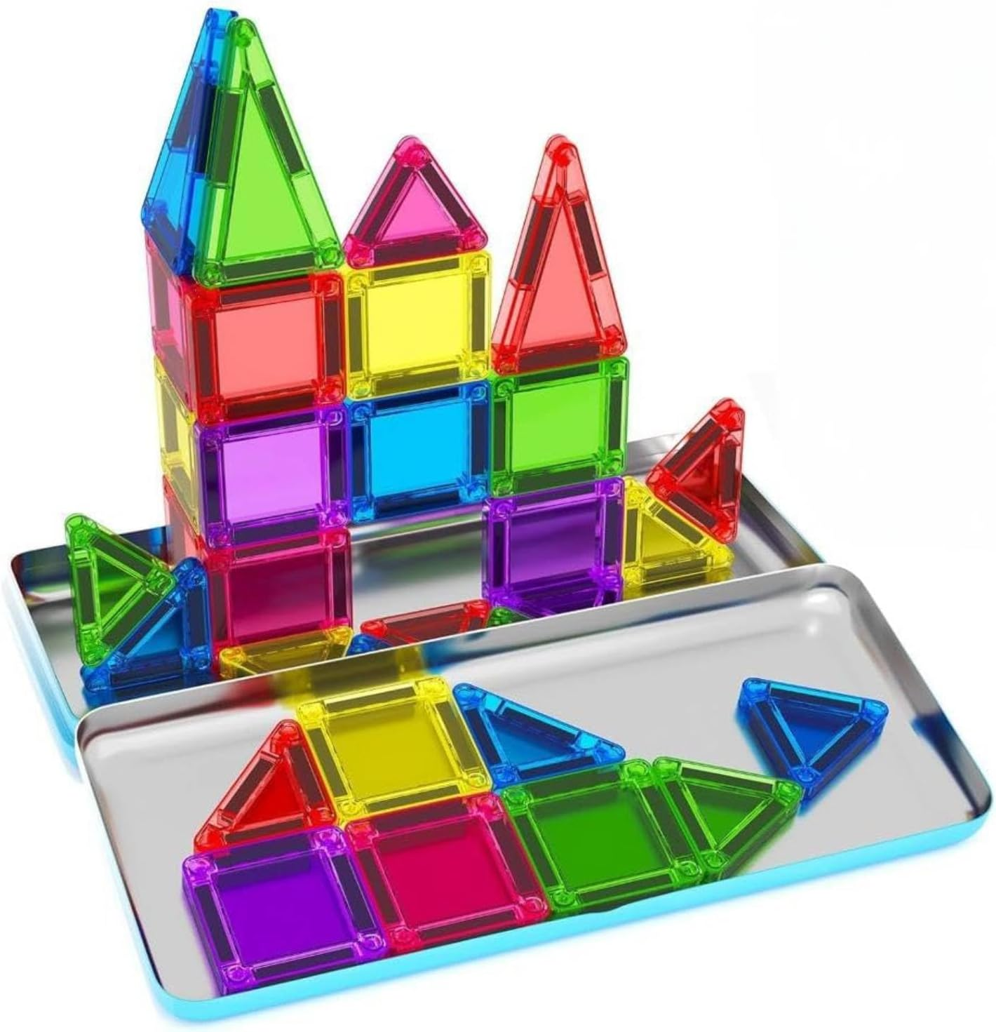 42 PCS Mini Magnet Tiles Toddler Set, Travel Magnetic Tiles for Kids, Magnetic Blocks Building Toys & Games for Girls Boys Christmas Birthday Gifts with Iron Box image number 5