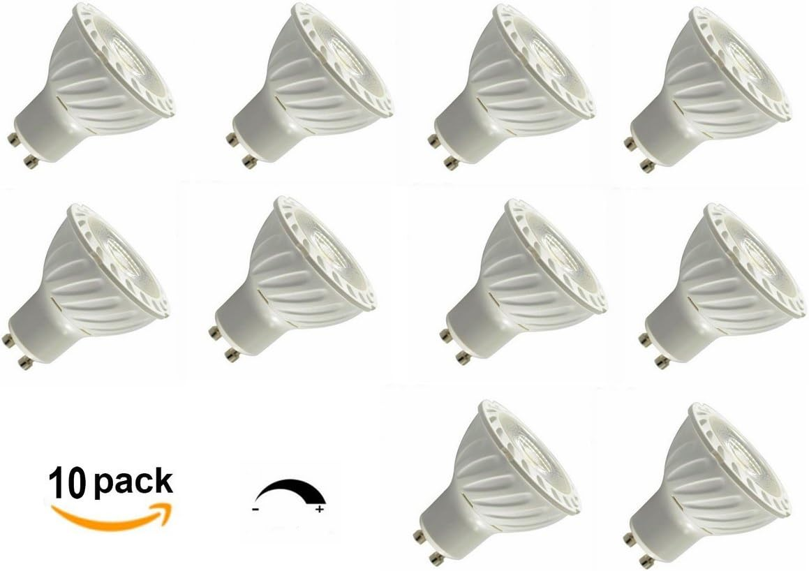 CYLED Gu10 5W Cob Led Dimmable Lamps, 50W Halogen Lamp Equivalent, 450Lm, Warm White, 3000K, 45 Beam Angle, Led Spot Light Bulbs,Pack of 10 Units