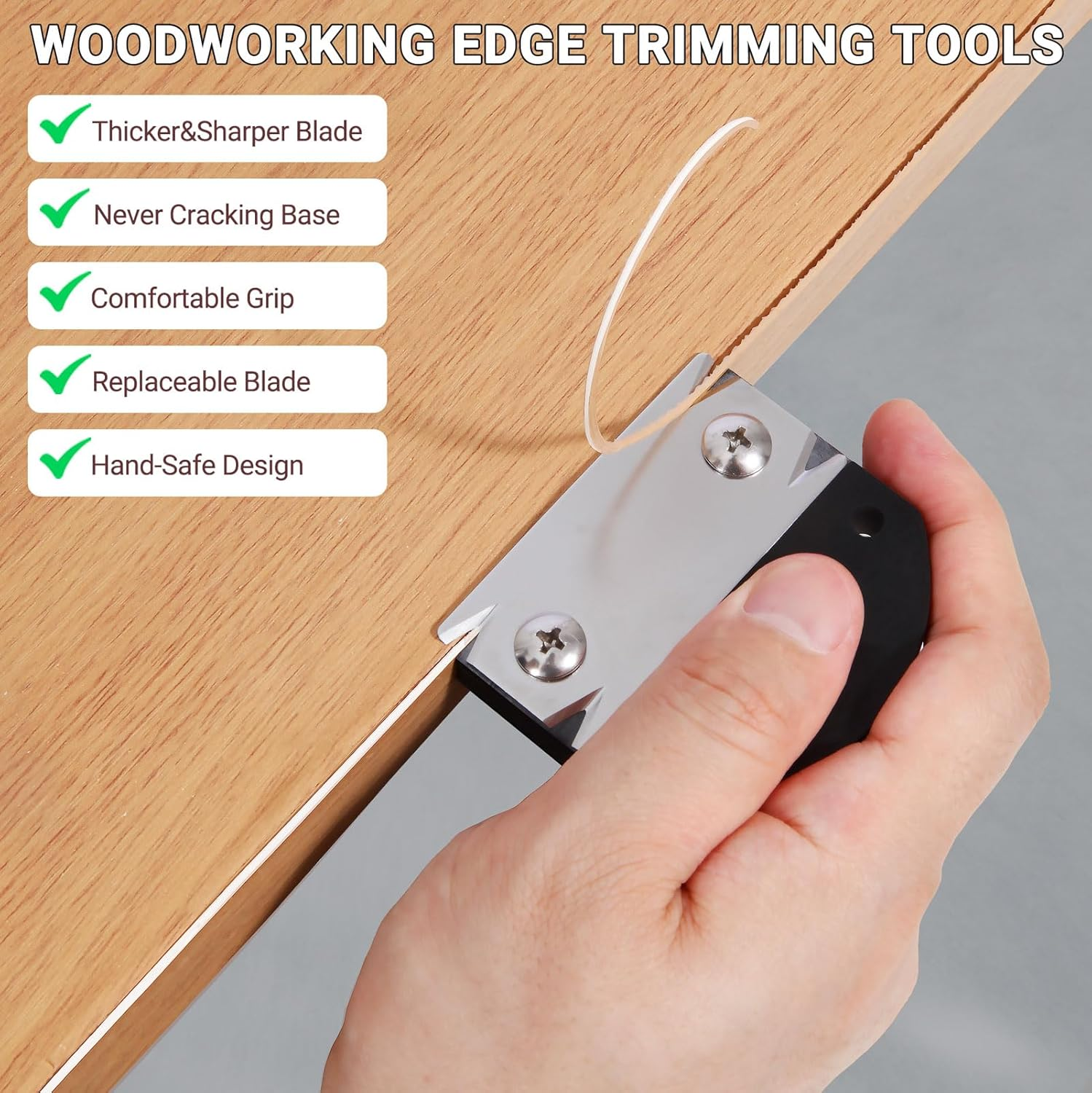 Feabolee Edge Banding Trimmer & Cutter - 2025 Upgraded, Stainless Steel & Plastic, Includes Hanging Strap, for Wood|Pvc|Abs|Veneer image number 1