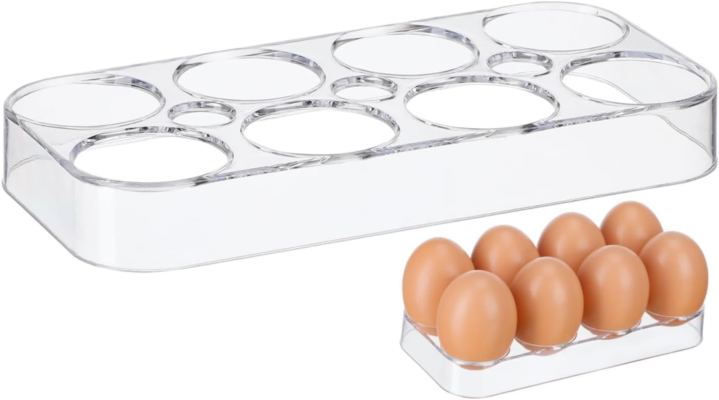 Tofficu 8 Egg Holder for Fridge Egg Tray with Transparent Cover Compact Pp Storage Rack Organiser for Refrigerator Kitchen