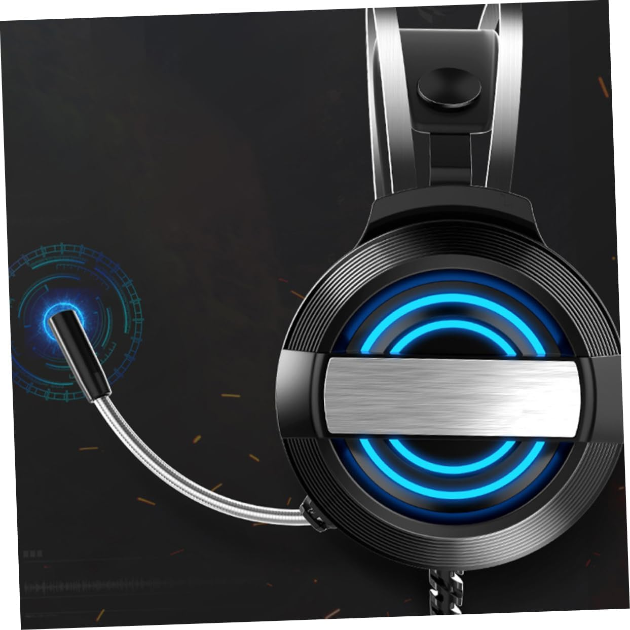 TEHAUX Wired Gaming Headphone USB Computer Headset Microphone Black Standard Edition for Desktop Pc, Over-Ear Game Headset Light for Online Multiplayer image number 4