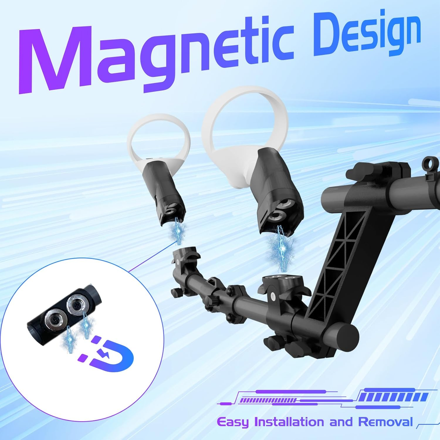 Gun Stock for Quest 2, Compatible with VR Quest2 Controller Grips for Enhance Stability and Control Magnetic Stock Rifle Adapter (Black for Quest2) image number 6