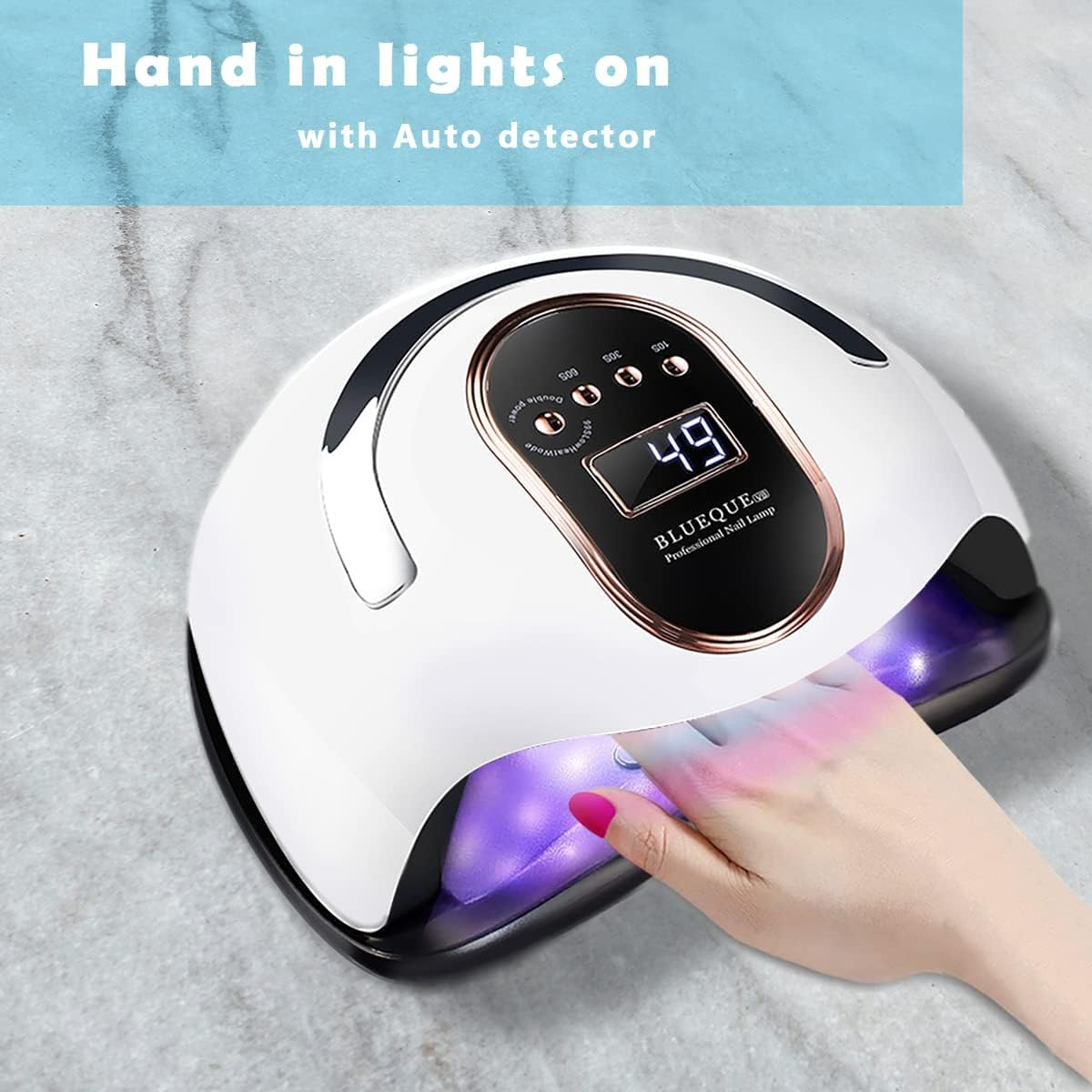 Zalati Nail Lamp 120 W LED UV Light Curing Lamp with 4 Timers Portable Handle Quick Drying for Nail Art Care Tool - 120 W image number 1