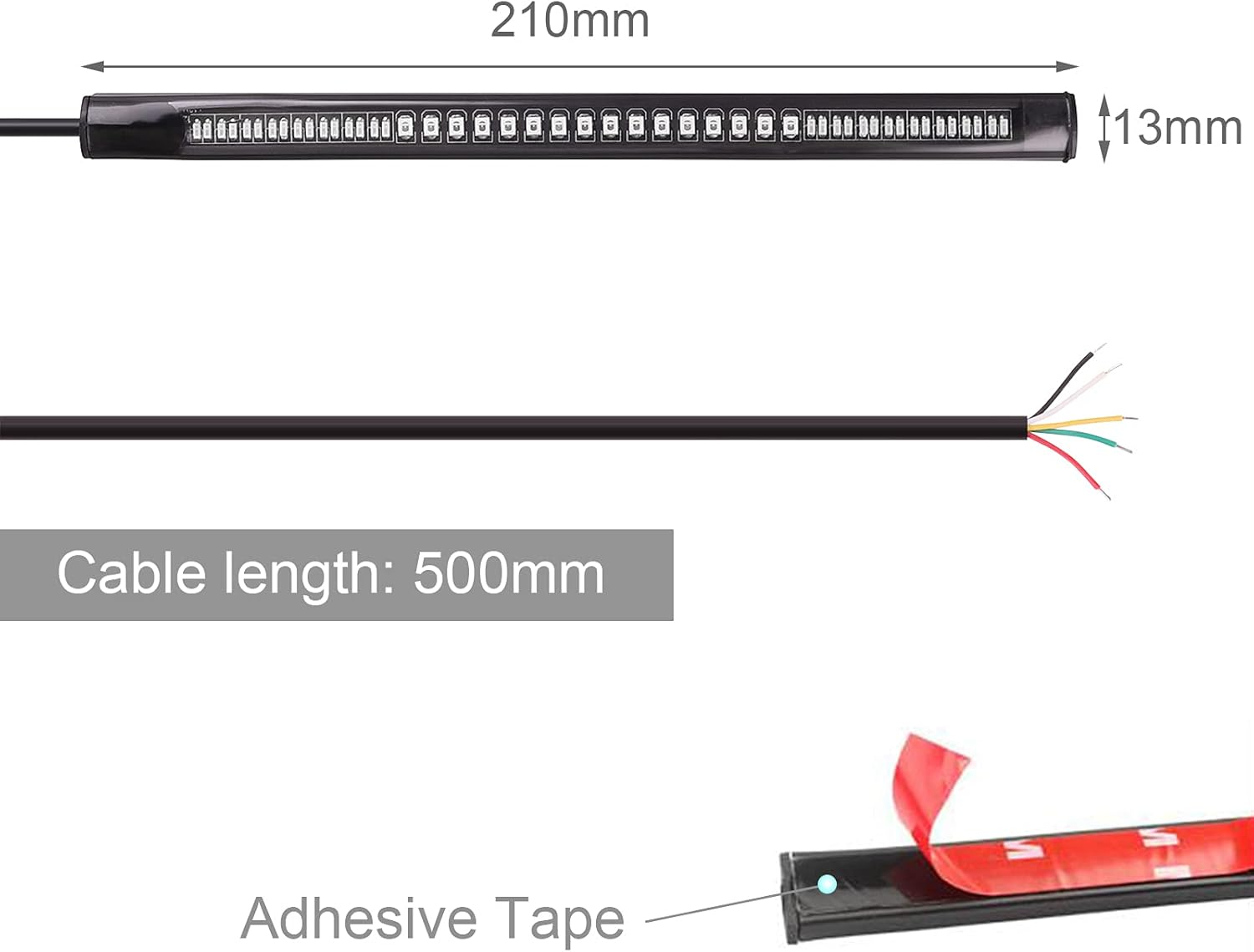 Kinstecks 48Leds Flaxible Motorcycle LED Light Strip Turn Signal Brake Light Driving Light Universal for Motorcycles Motorbikes Atvs Scooters Vehicles-Amber/Red
