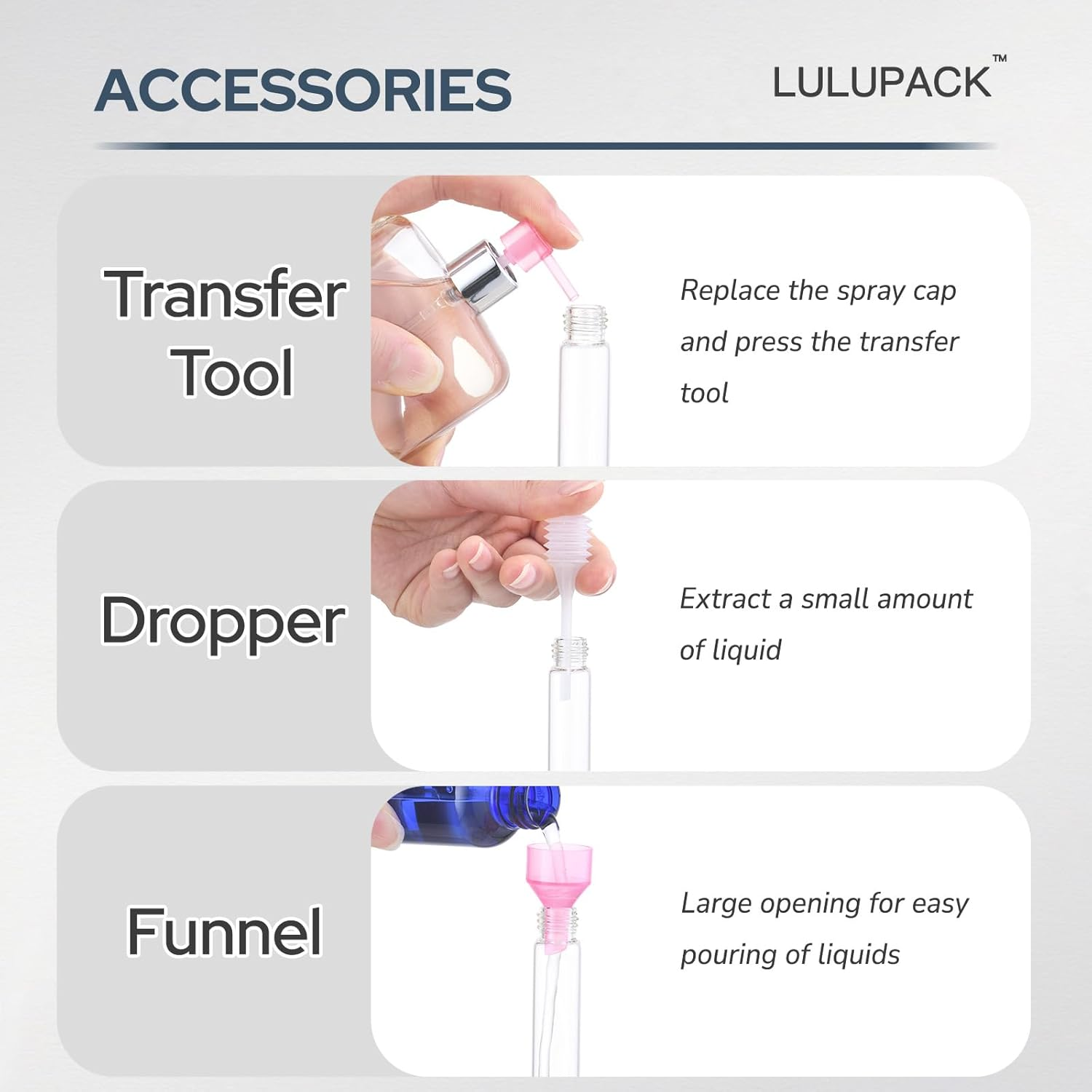 Lulupack 8 Ml Atomiser, Portable Refillable Perfume Atomiser, Cologne Travel Spray Bottle (Pack of 6, Black) image number 5