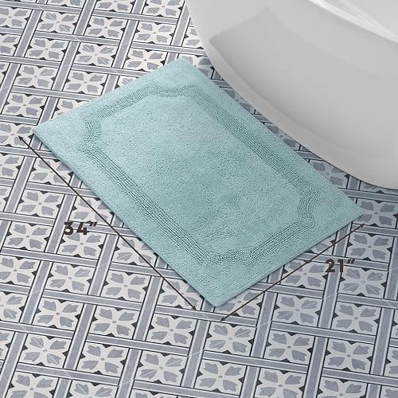 Laura Ashley Reversible Cotton 21 X 34 In. Bath Mat, Aqua image number 2