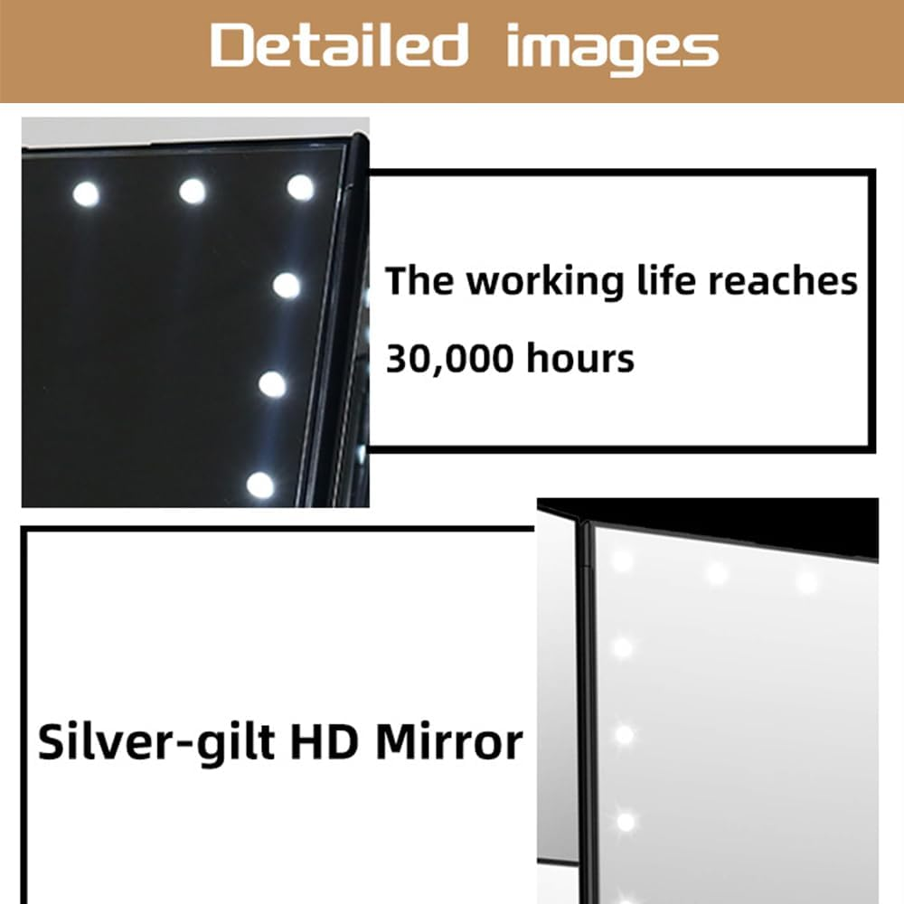 Makeup Mirror with Lights and Storage 1X/2X/3X Magnification, Tri-Fold Cosmetic Vanity Mirror with 22 Led and Touch Screen Trifold Makeup Mirror Two Power Supply Modes Women Gift (White) image number 5