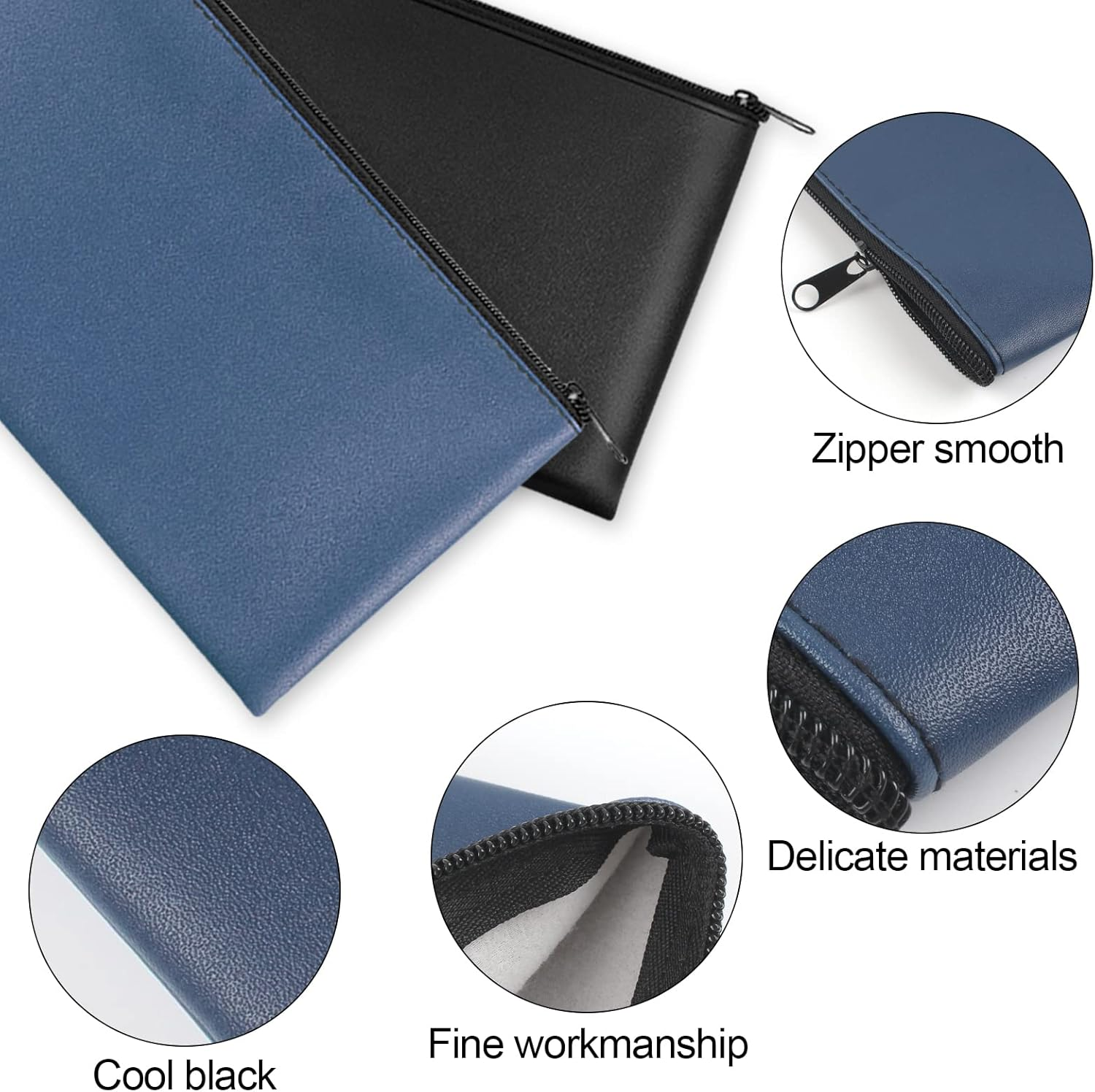 2 Pieces Money Bag,11X6.1 Inch Money Bags with Zipper for Cash, Bank Bag, Money Pouch, Money Holder for Cash, Coins, Cosmetics, Bills, Tool image number 5