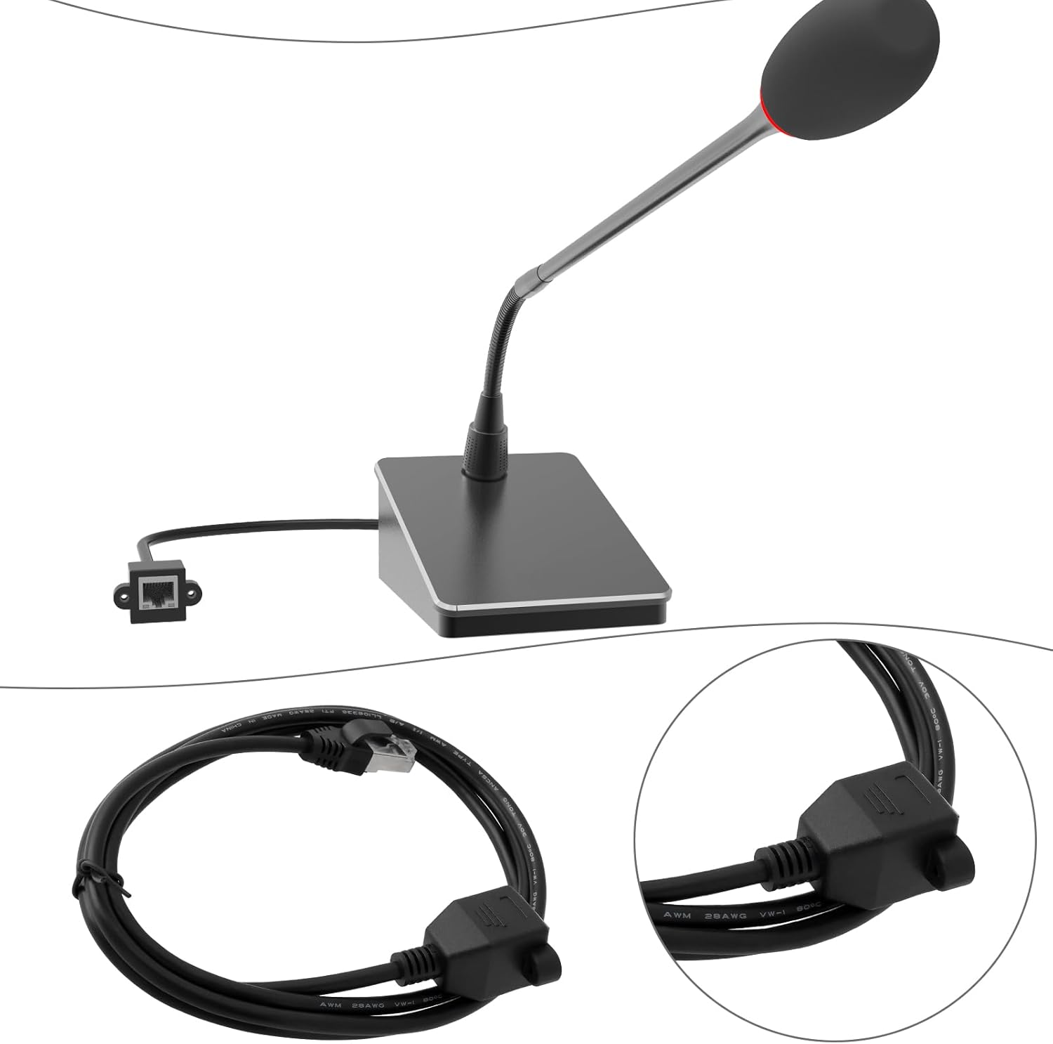 Emagtech RJ45 Male to Female Straight Head with Ear Panel Direct Network Extension Cable with a Length of 1.5 Meters Suitable for Microphone Fiber Black image number 1