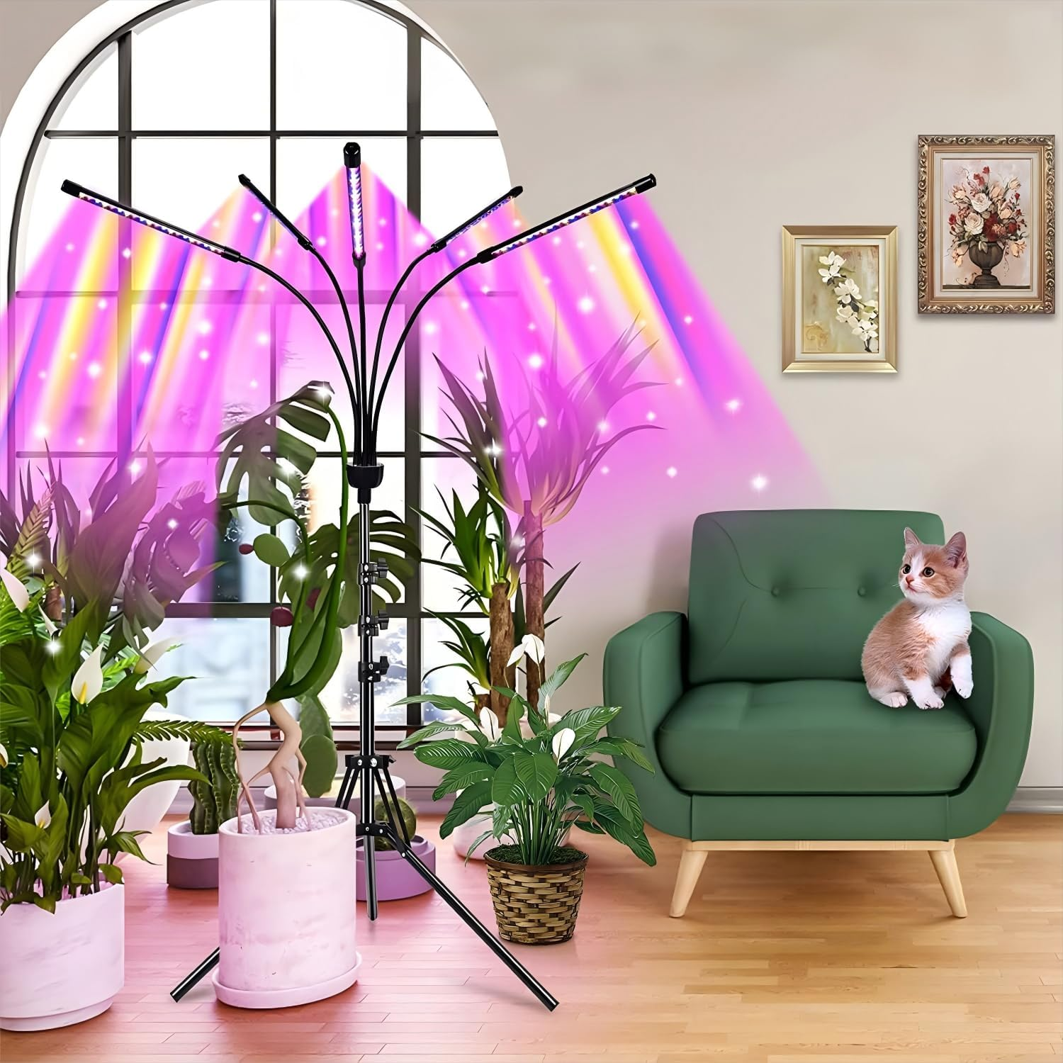 Grow Lights for Indoor Plants, LED Grow Light Stand, Red White Full Spectrum Plant Lamp with Adjustable Tripod, Gooseneck, Suitable for Flowers Vegetables image number 4