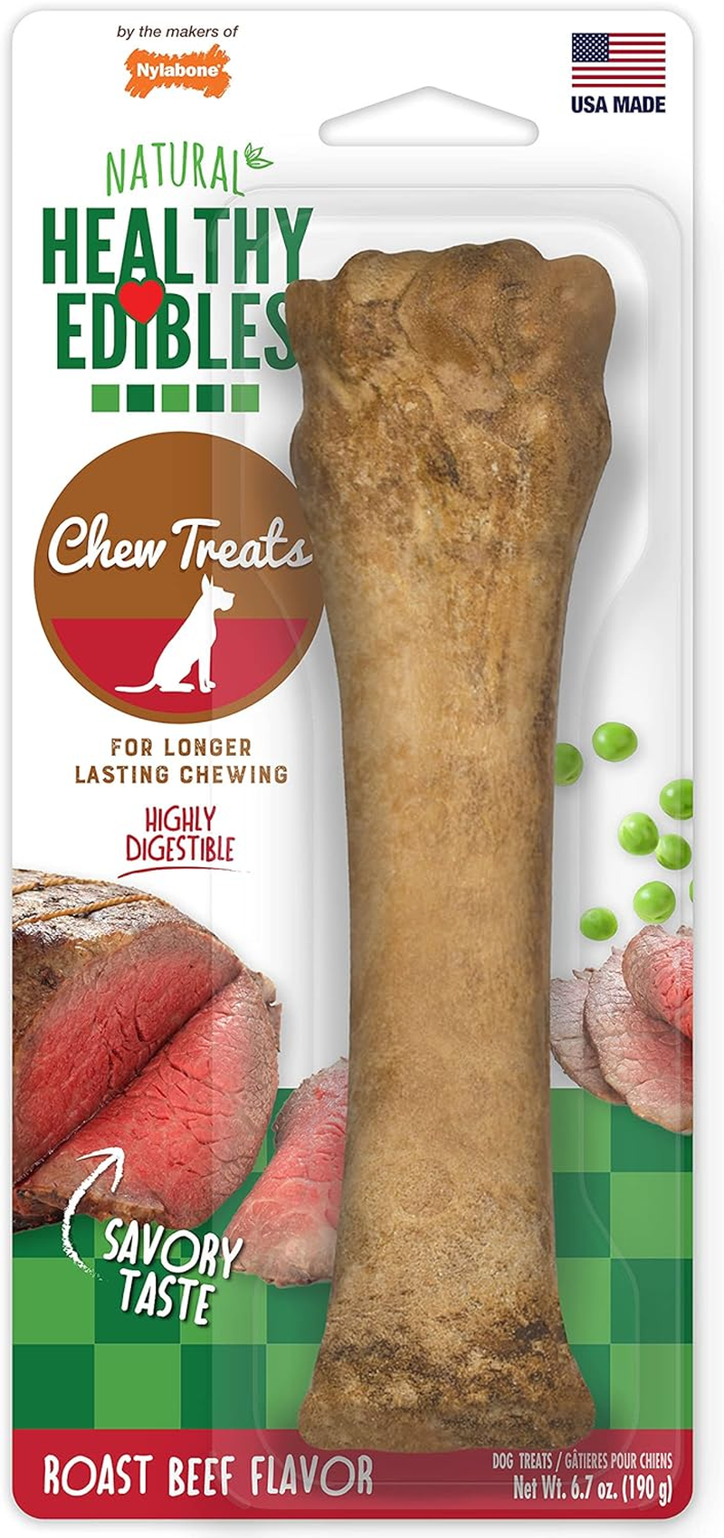 Nylabone Healthy Edibles Natural Dog Chews Long Lasting Roast Beef Flavor Treats for Dogs, X-Large/Souper (1 Count) image number 6