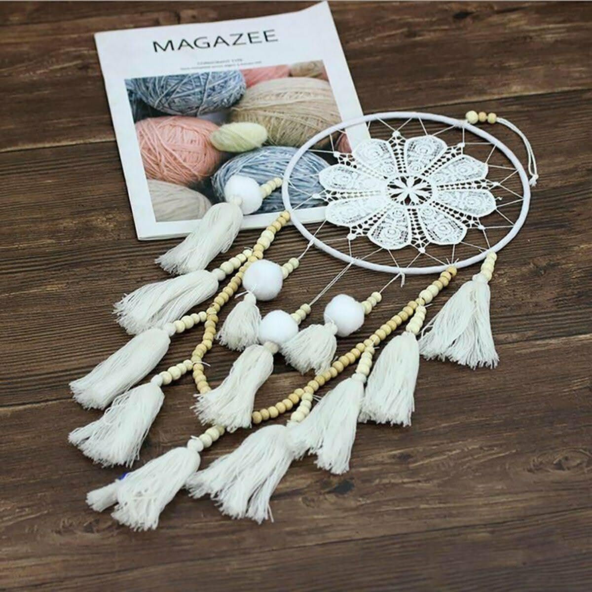 AIMALL 65Cm Handmade Macrame Dream Catcher, Natural Bohemian Hairball Wall Hanging Decor for Home, Bedroom, Living Room, Art Decoration