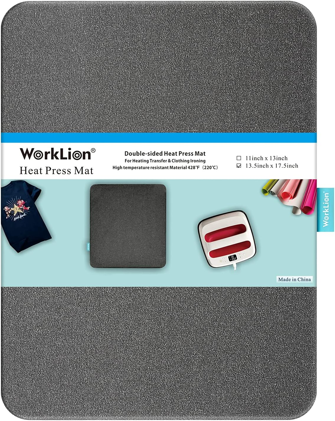 WORKLION Heat Press Mat 11"X13": Double-Sided Fireproof Materials Protective Resistant Mat for Cricut Easypress/Easypress 2 & HTV Craft Vinyl Ironing Insulation Transfer Projects image number 1