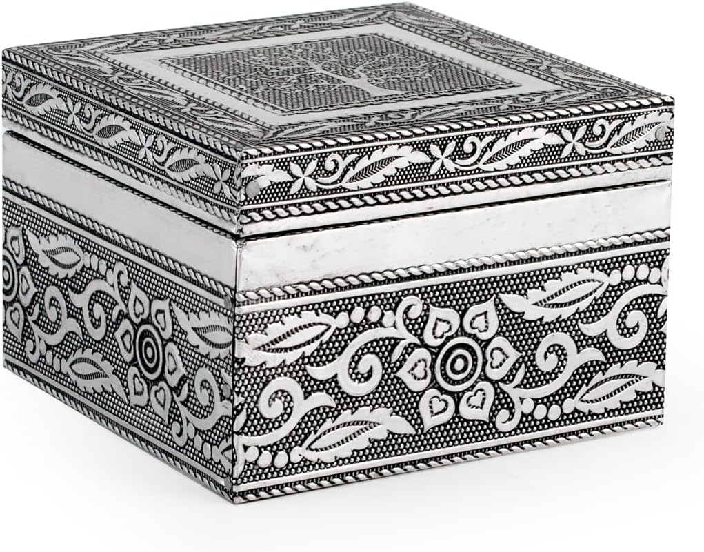 H&H Giaya Wooden and Aluminium Box, Square, 9.5 Cm image number 1