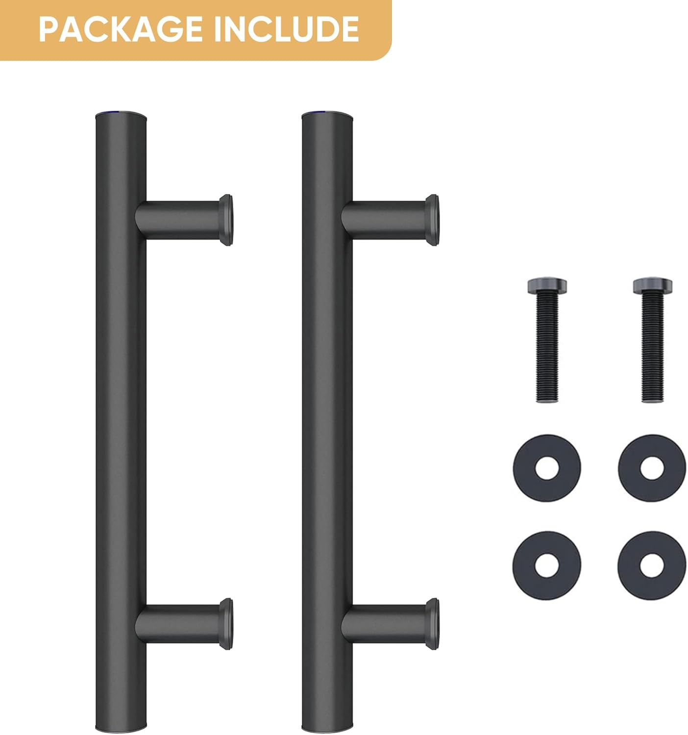 JUBEST 12" H Shape Sliding & Swing Door Handle, Matte Black Carbon Steel, Easy to Install image number 4