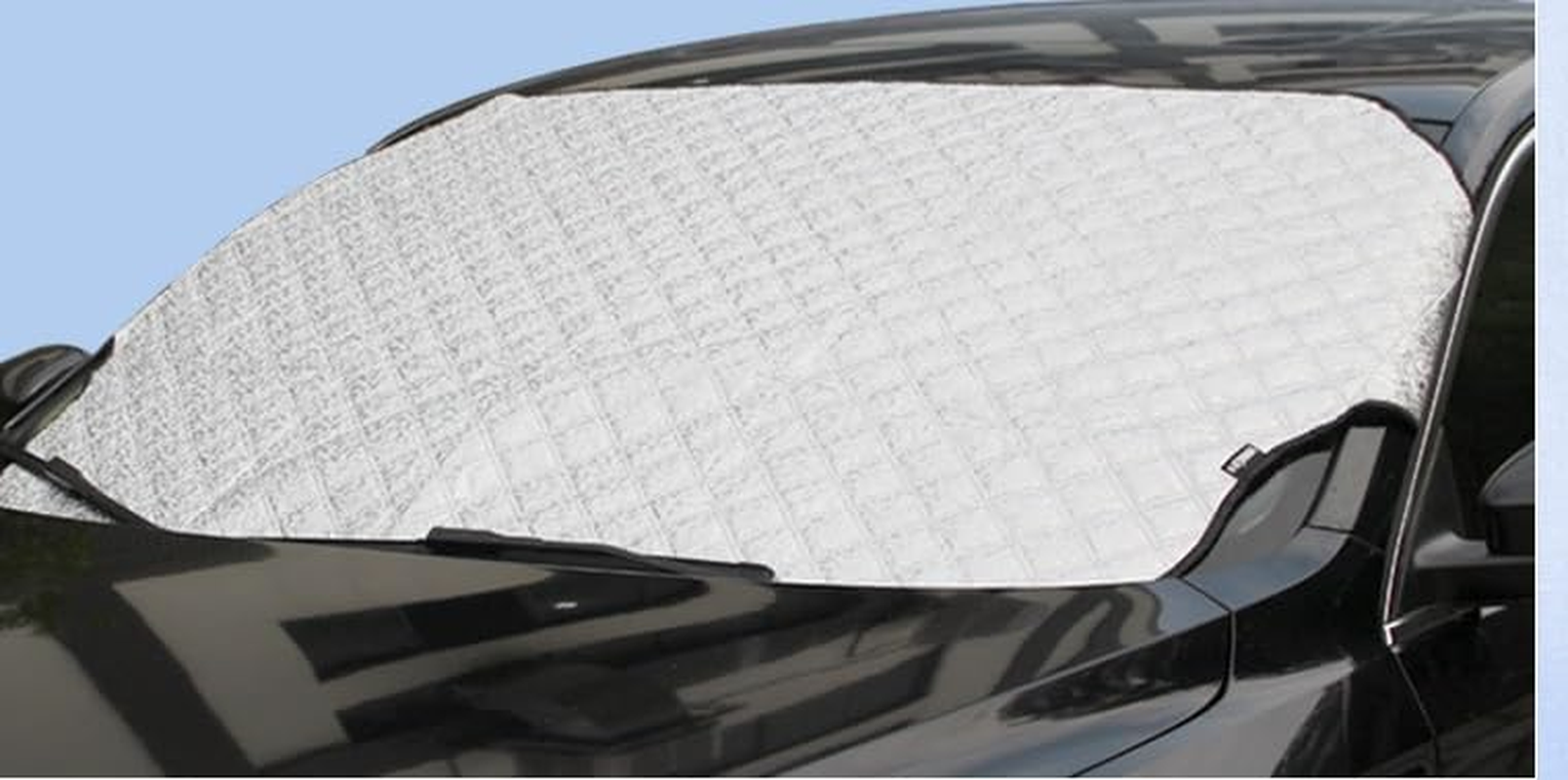 Universal Snow Cover with Tuck-In Flaps, Car Sun Shade with Aluminium Foil Lamination, Waterproof Windscreen Cover Compatible with Most Car, SUV, Truck (Style 1, 145Cm*100Cm) image number 6
