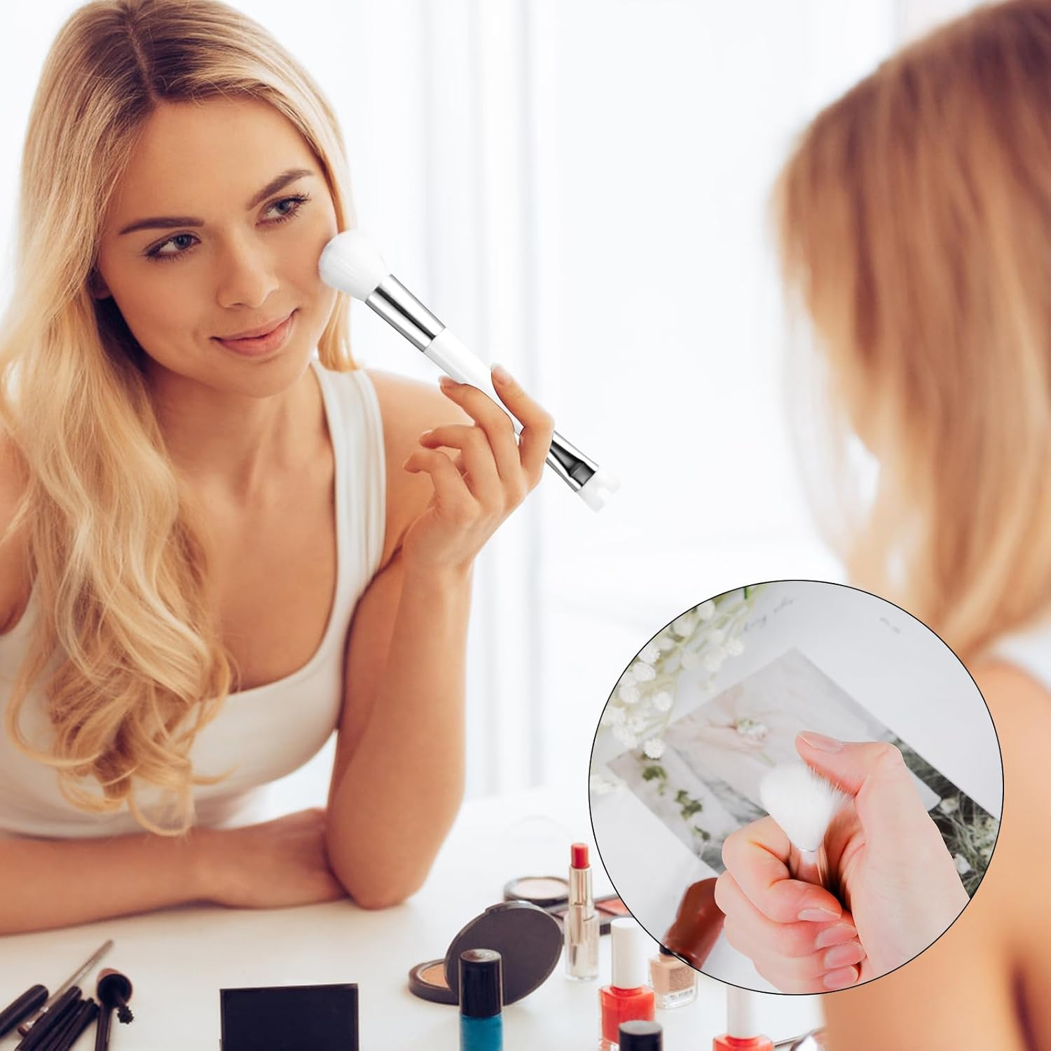 Contour Brush Nose U Shape Brush, Double Ended Makeup Brush Practical 2-In-1 Precision Duo Brush Buffing Brush for Defining Cheek Bones Easy Nose Contour image number 6