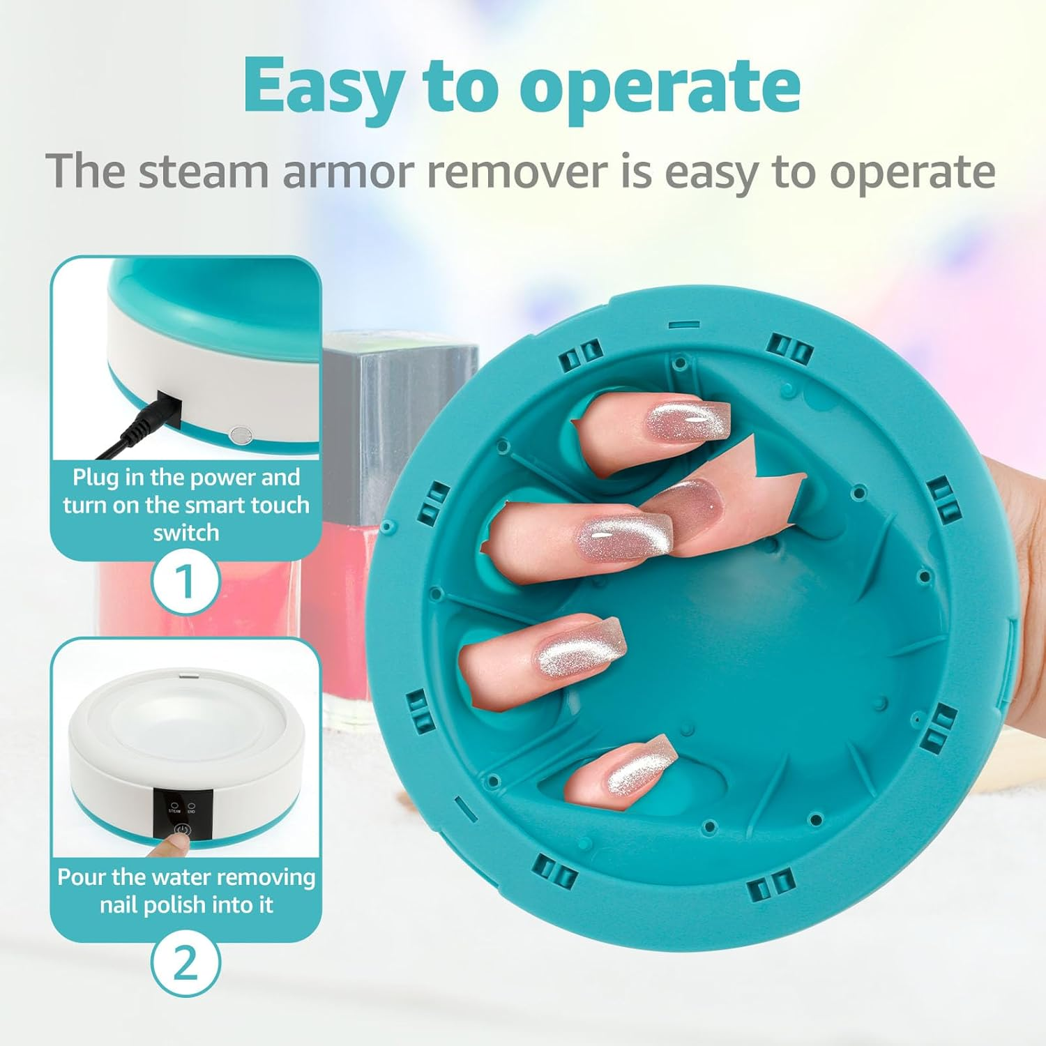 Nail Polish Remover Machine, Electric Nail Soaking Bowl, Silicone Top Steam Nail Polish Remover, Electric Nail Soaking Bowl for Home Salon Use image number 4