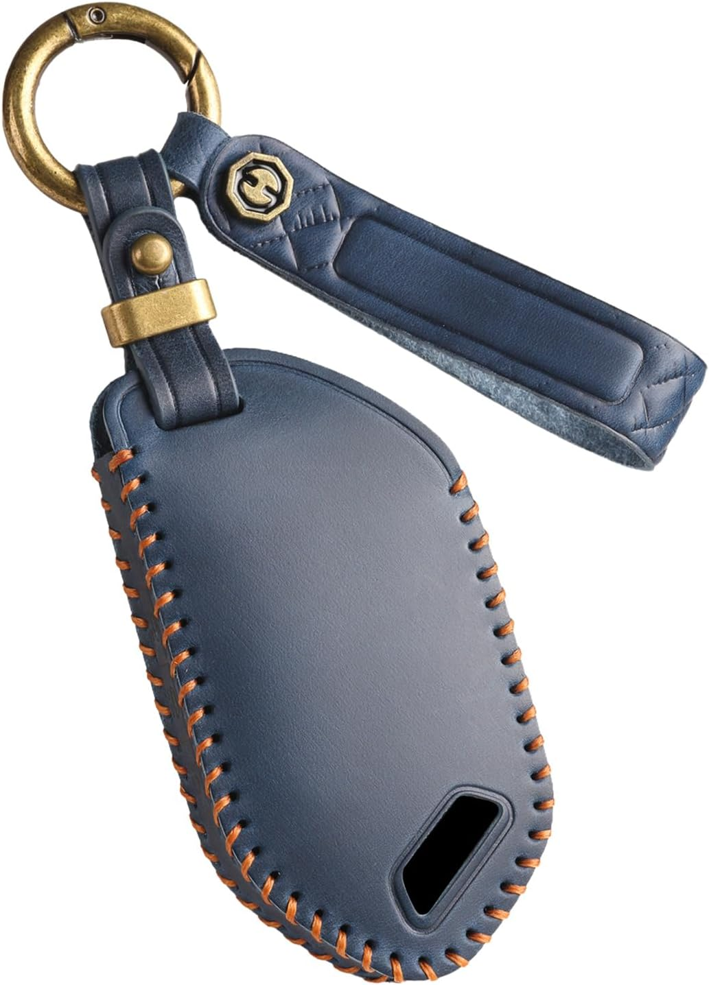 Ontto Cowhide Car Key Cover Fit for Kia Telluride 2023 2024 Sorento EV9 2024 2025 Keyless Go Key Holder Handmade Leather Case Keyring Keychain Smart Shell Accessories Protector 7 Buttons Blue